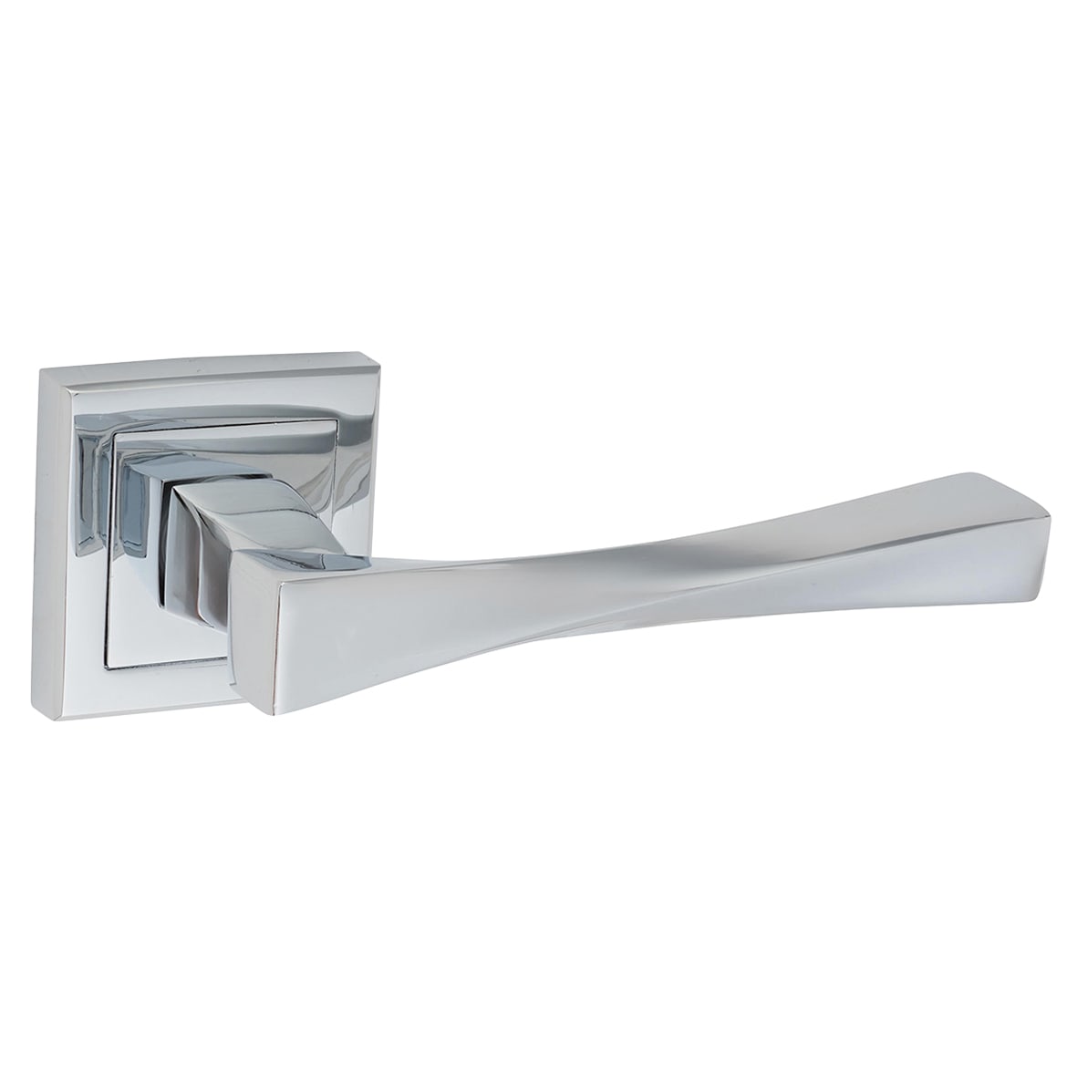 Polished Chrome Twist Door Handles on Square Rose - Spirit Range - view 5