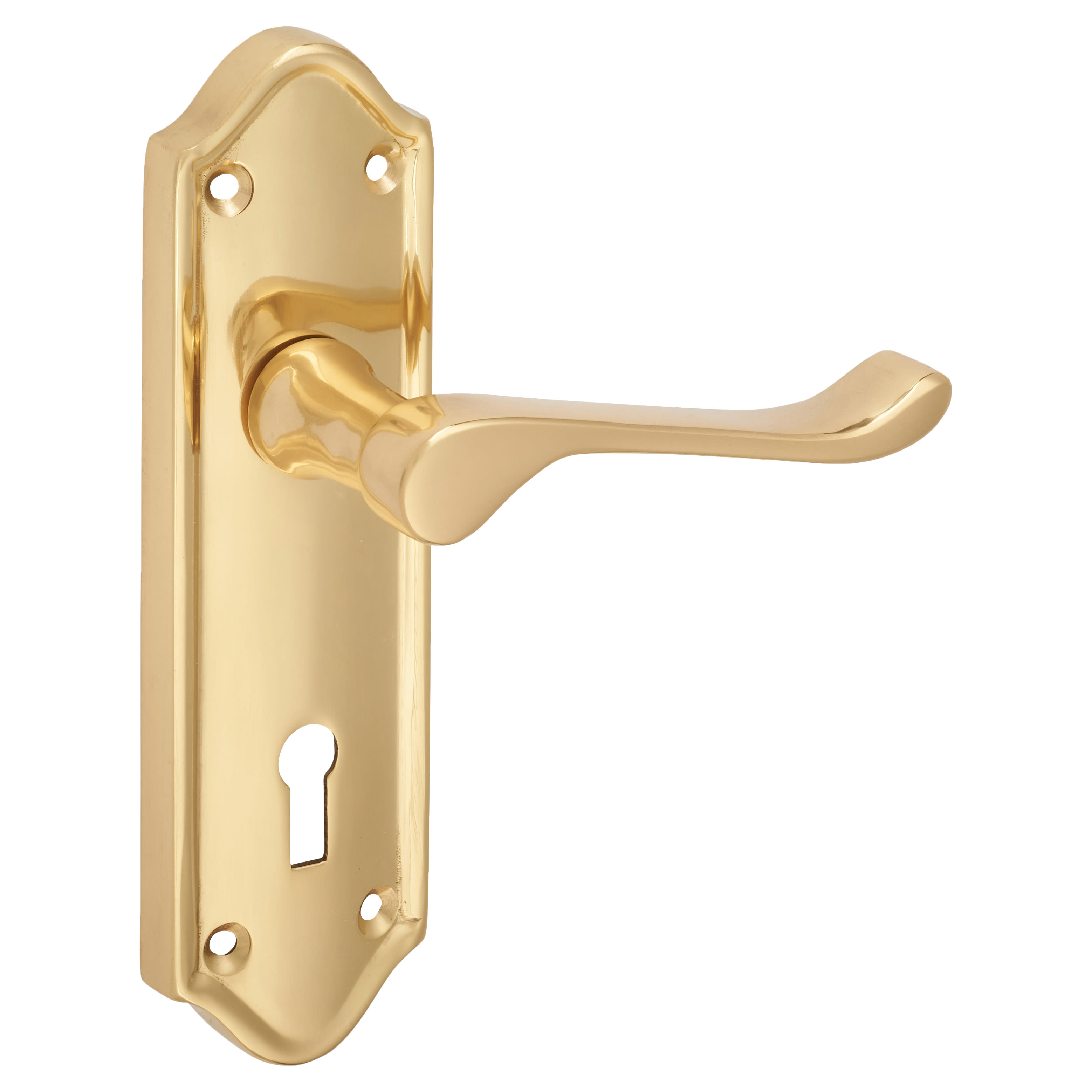 Polished Brass Scroll Keyhole Lock Door Handles - Ashmead Range - 168 x 46mm - view 4
