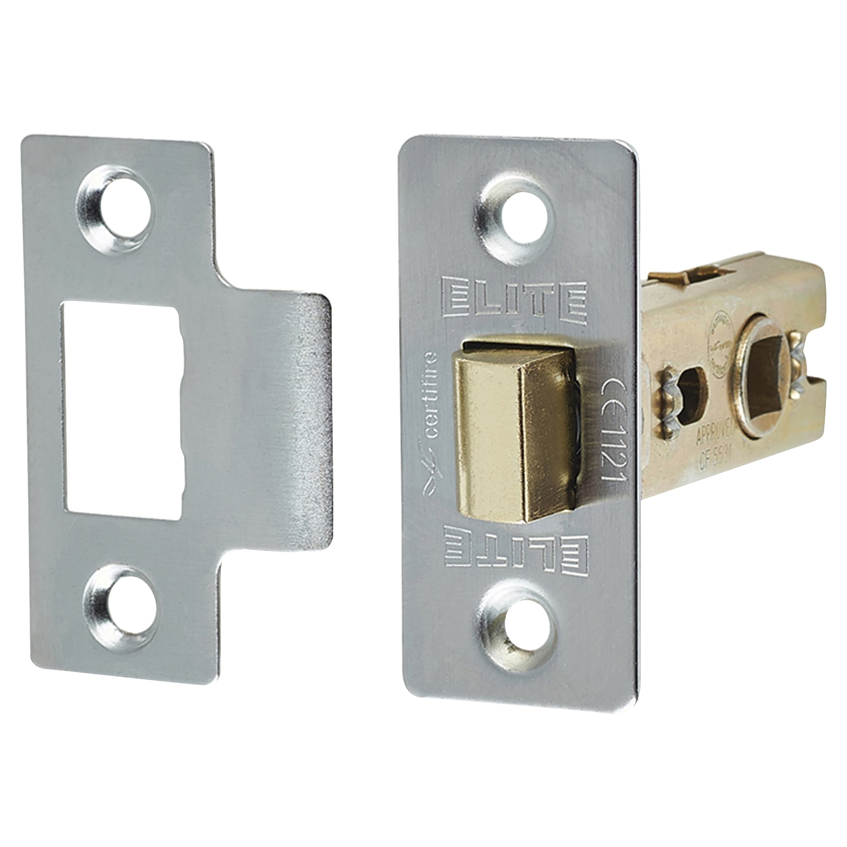 Satin Chrome Latch Door Handles on Rose Pack - Bella Range - view 4