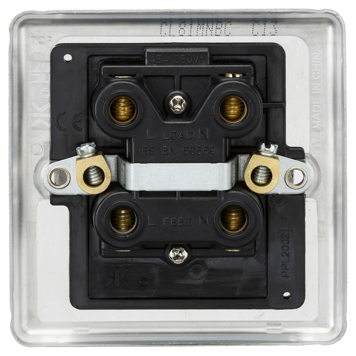 45A 1 Gang Round Edge Double Pole Cooker Switch with Neon - Brushed Chrome - view 2