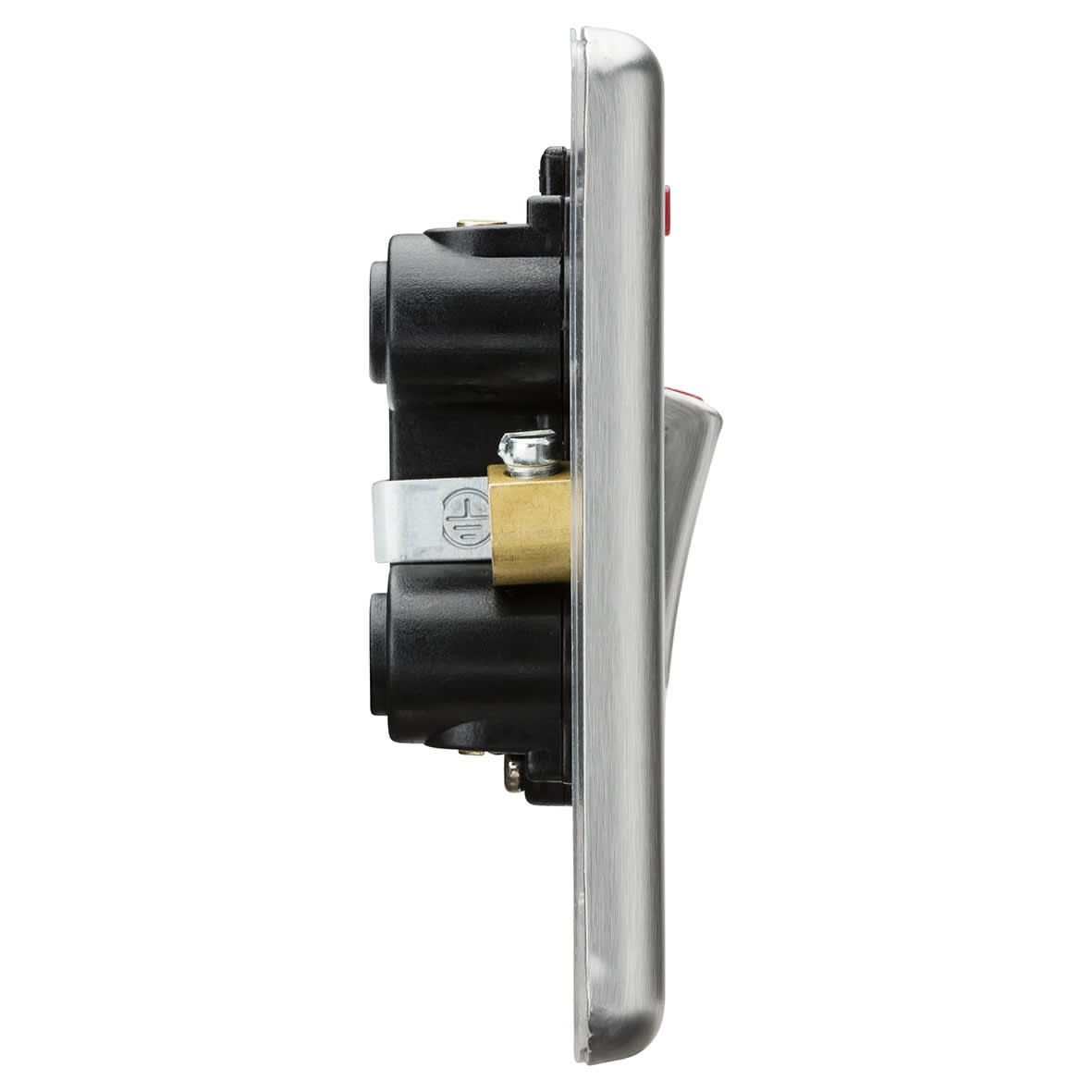 45A 1 Gang Round Edge Double Pole Cooker Switch with Neon - Brushed Chrome - view 3