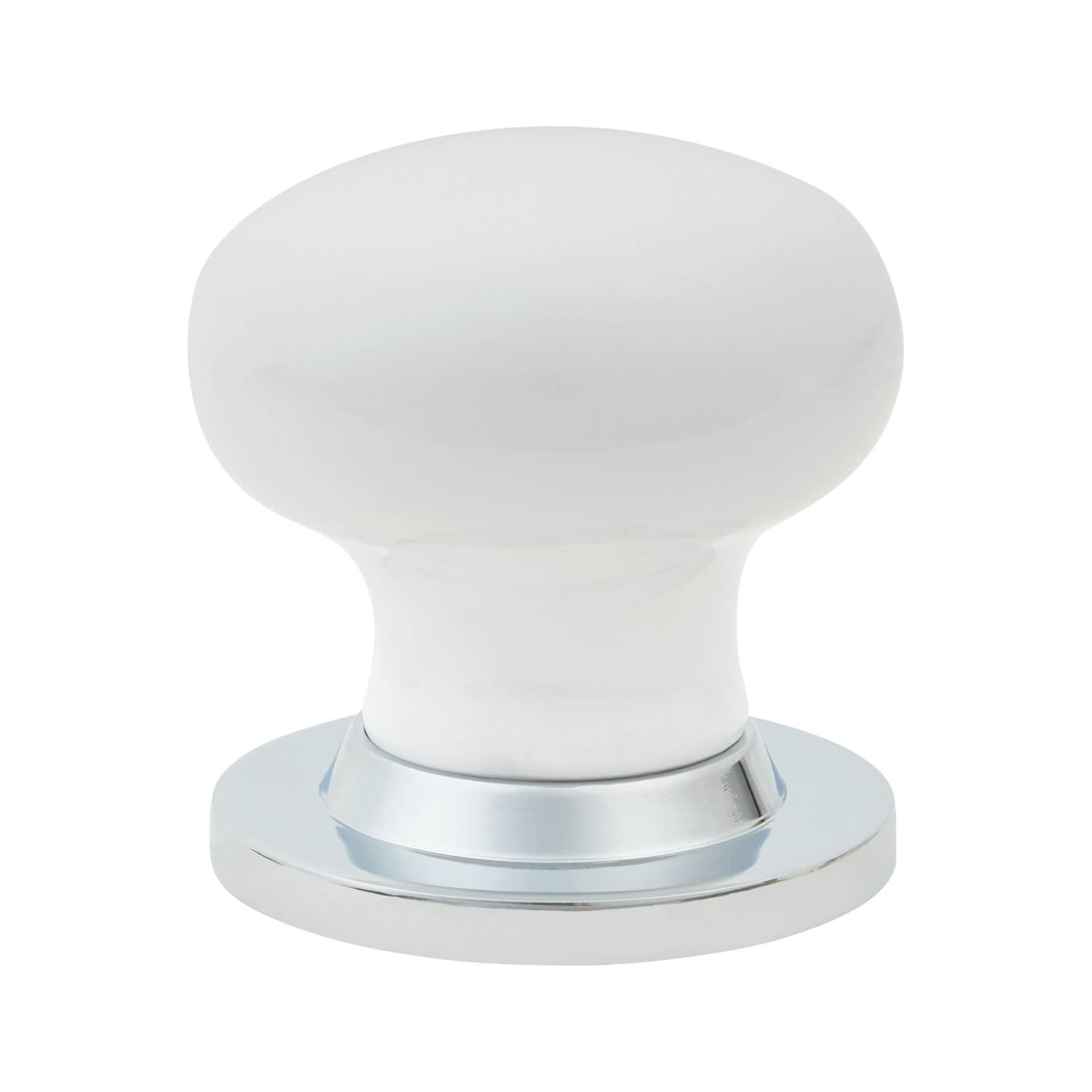 White and Chrome Designer Porcelain Mortice/Rim Door Knob - 60mm Rose Diameter - view 3