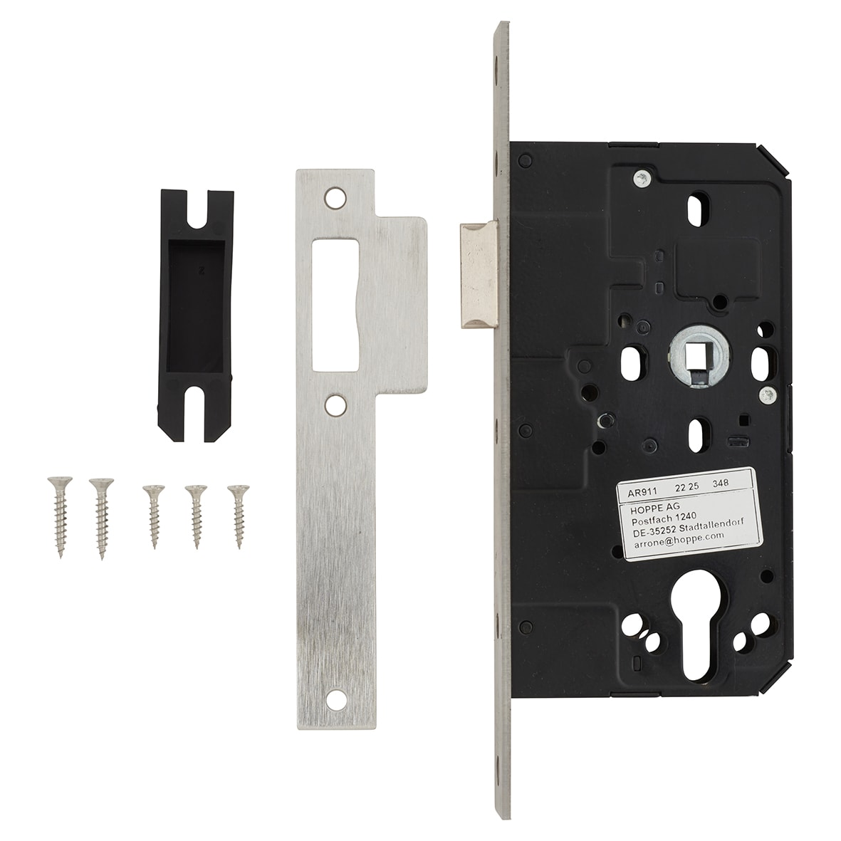 DIN Latch - 88mm Case - 60mm Backset - Square - Satin Stainless Steel - view 2