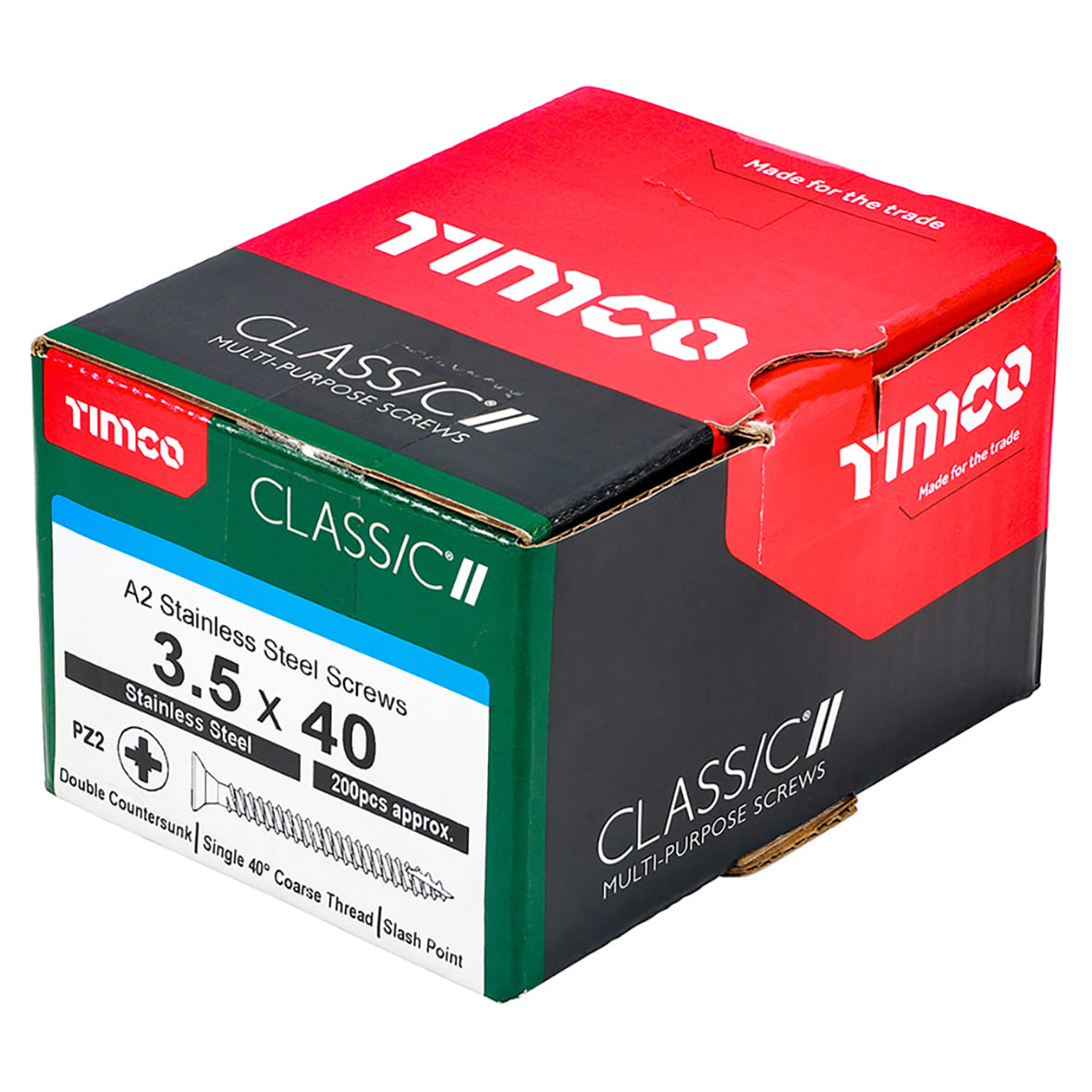 Classic Pozi Countersunk Wood Screws - 3.5 x 40mm - A2 Stainless Steel - Pack of 200 - view 4
