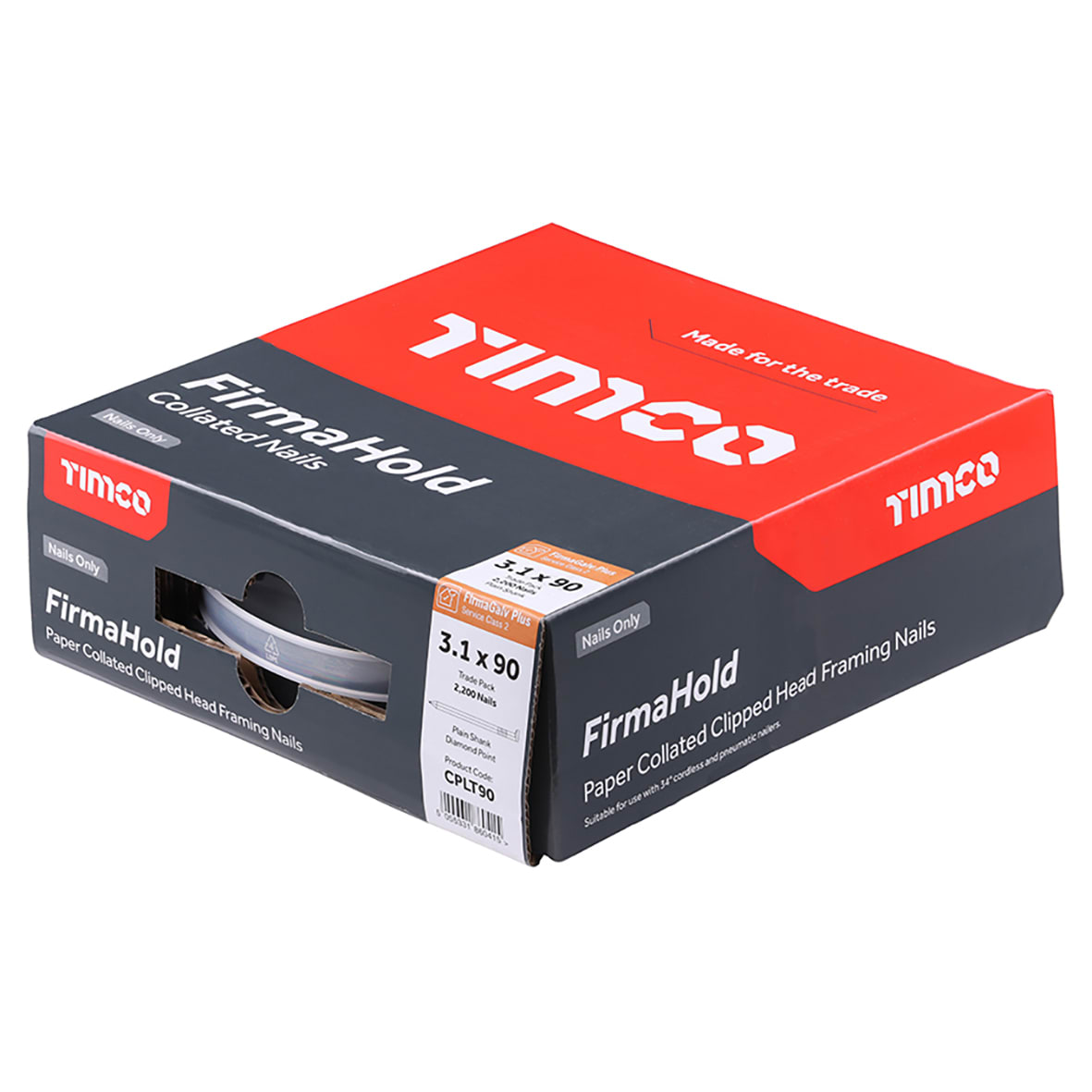FirmaHold First Fix Nail - Plain - 34° Angled - 3.1 x 90mm - FirmaGalv+ - Pack of 2200 - view 2
