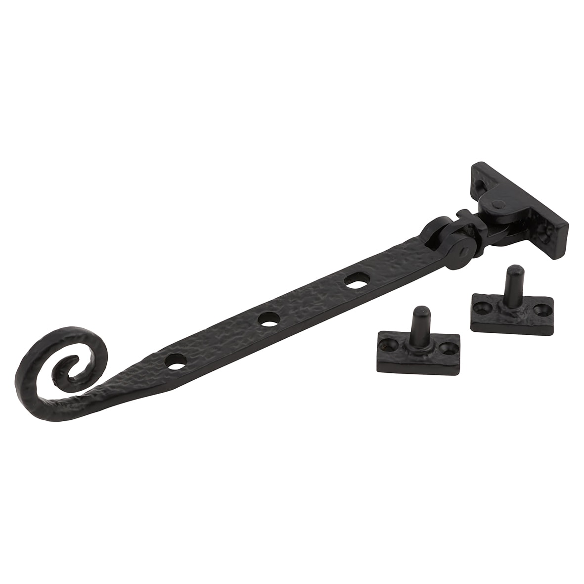 Curly Tail Casement Window Stay - 8"/200mm Length - Antique Black Iron - view 2