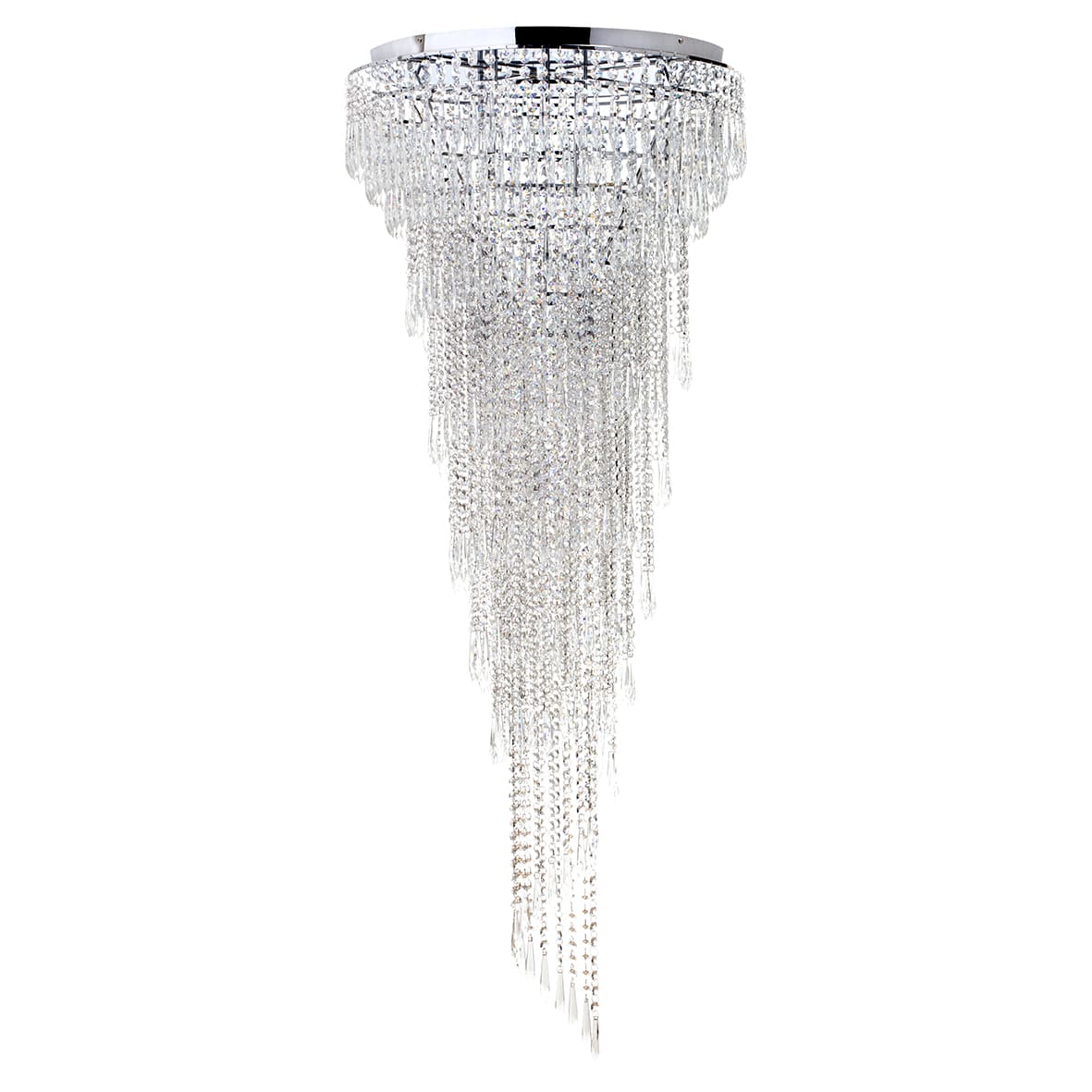 Leila 7 Light Flush Ceiling Light - Polished Chrome with Crystal Droplets - view 3