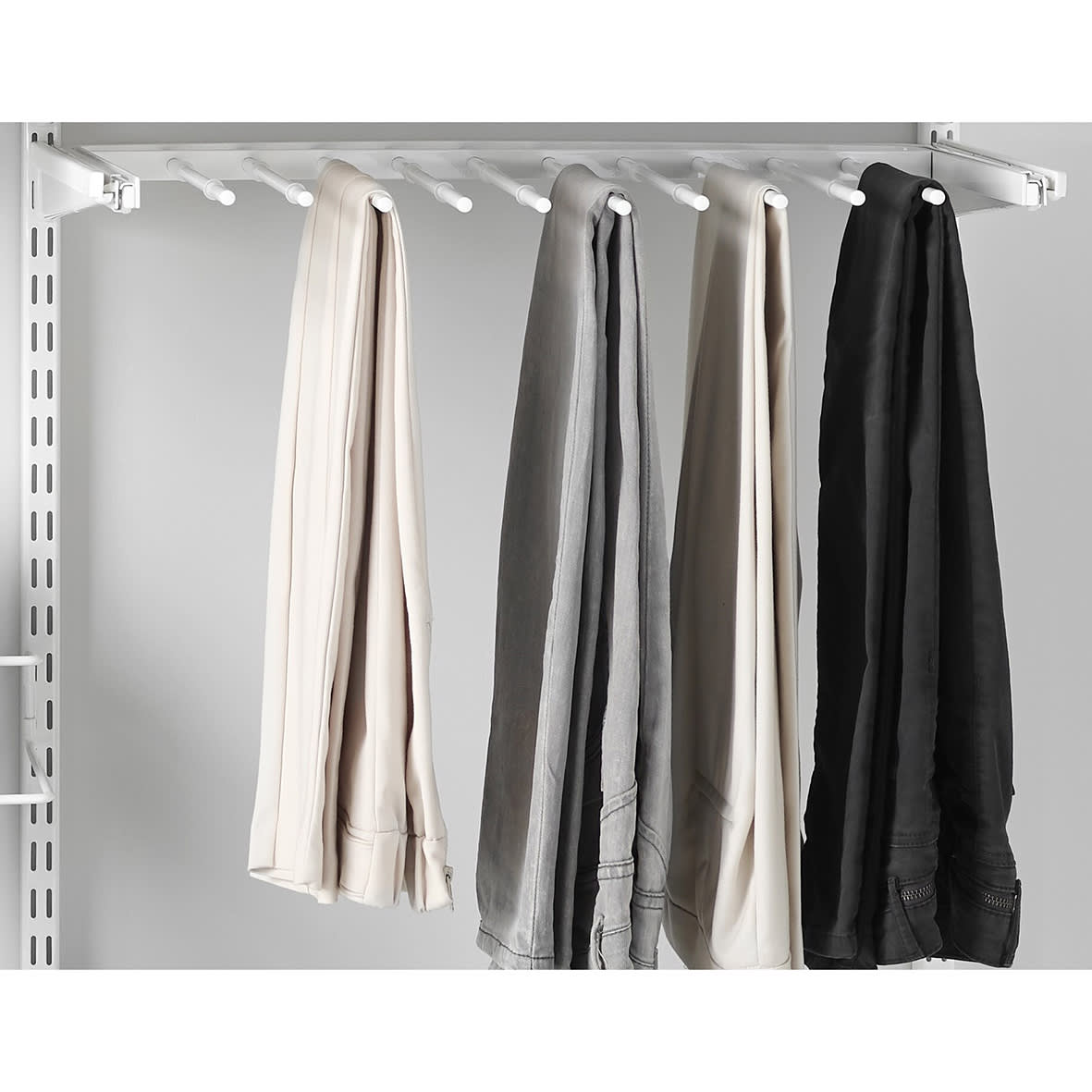 Top Track System - Click In Gliding Trouser Rack - 605 x 430 x 25mm - White - view 2