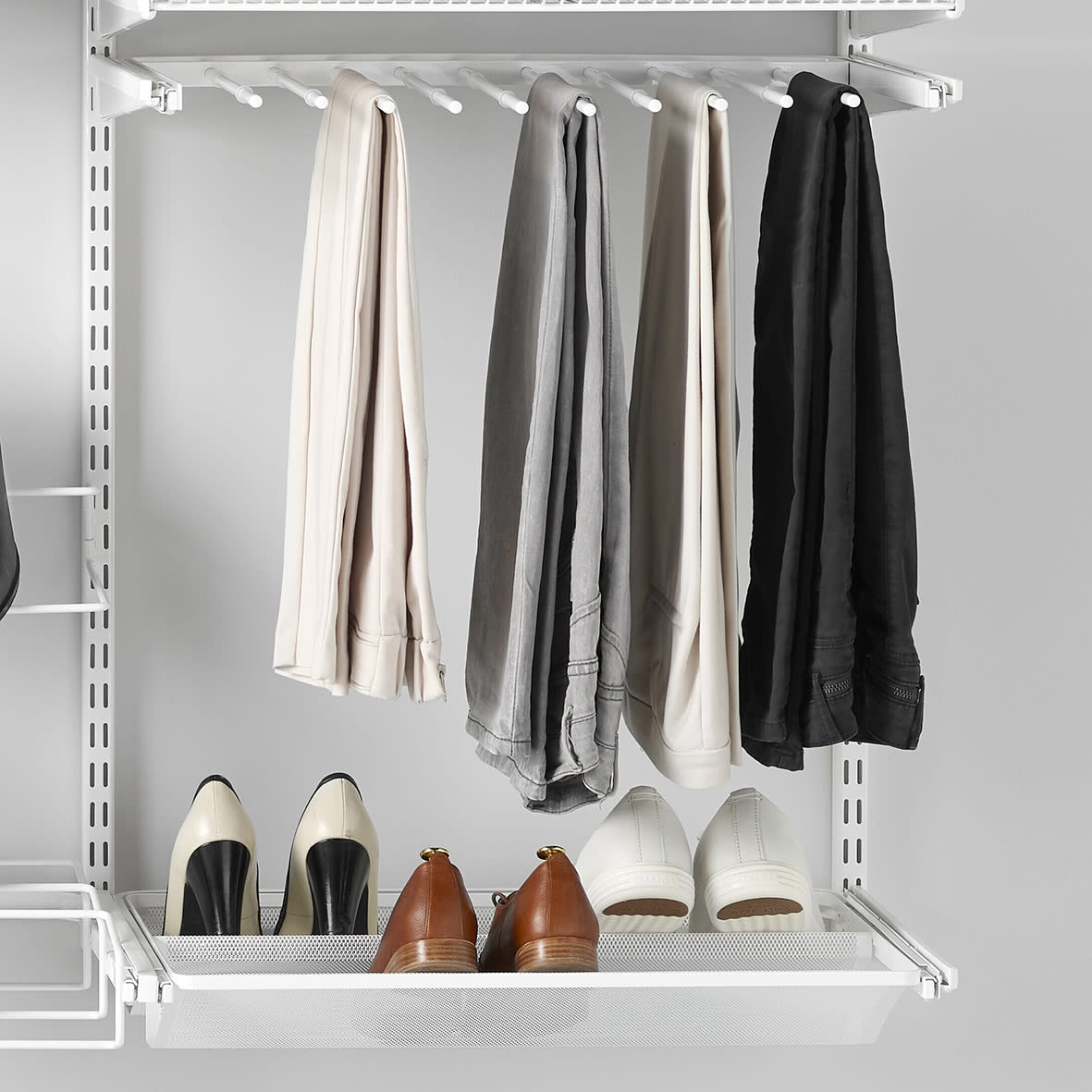 Top Track System - Click In Gliding Trouser Rack - 605 x 430 x 25mm - White - view 3