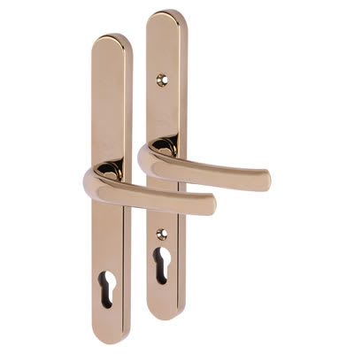 PVD Gold uPVC Universal Lock Door Handles - Euro - 92mm c/c - view 2