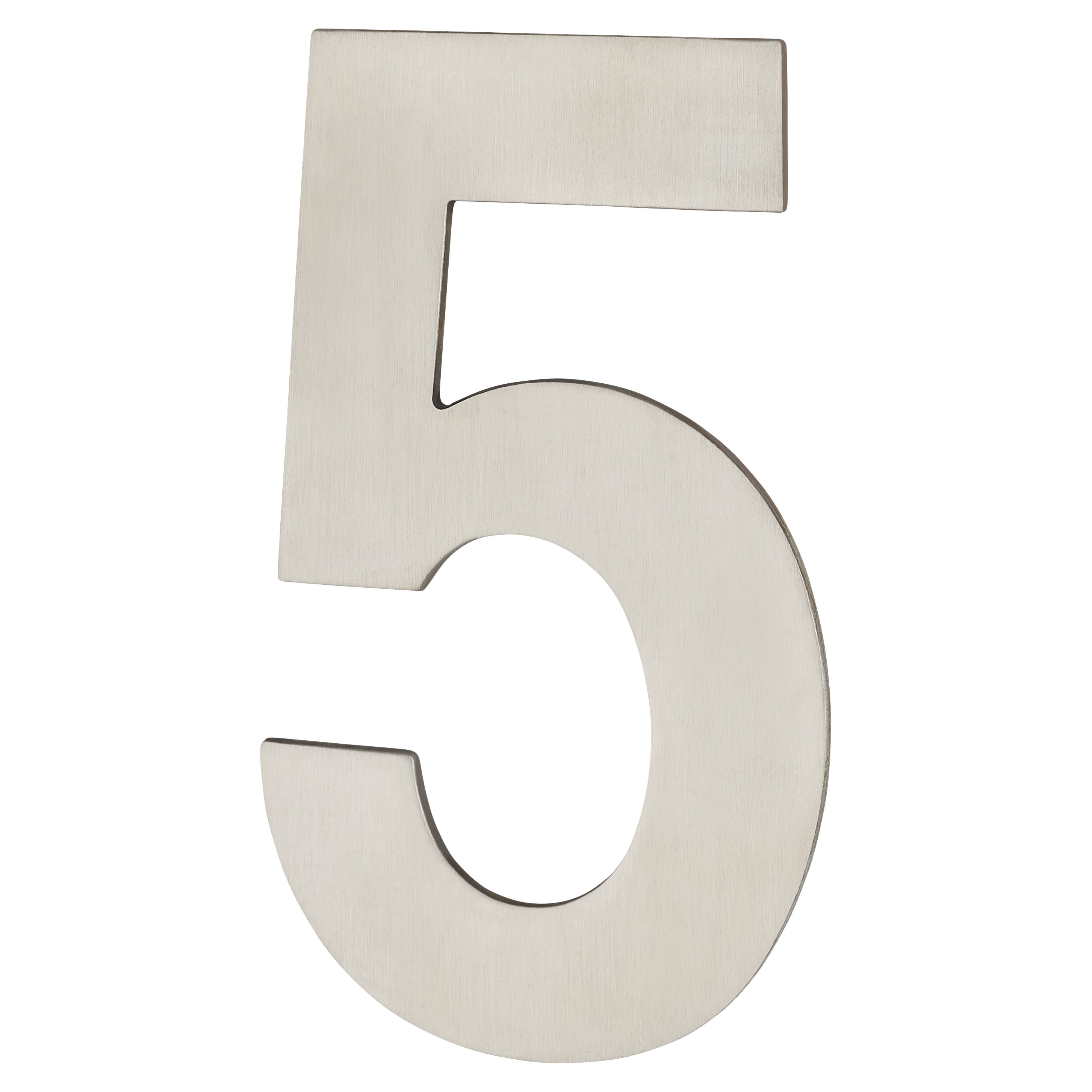 100mm Concealed Screw Fix Door Numeral - 5 - Satin Stainless Steel - view 2