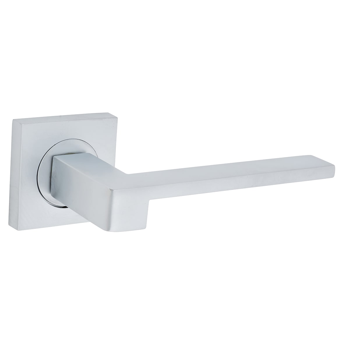 Brass Satin Chrome Door Handles on Square Rose - Equi Range - view 2