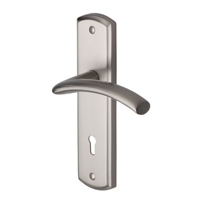 Marcus Satin Nickel Keyhole Lock Door Handles - Centaur Range - 189 x 48mm - view 2