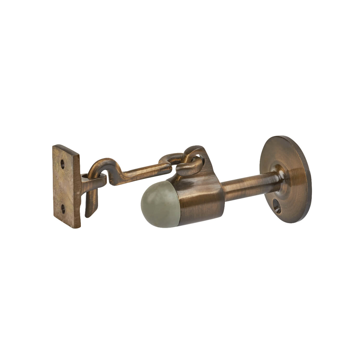 Horizontal Door Stop & Holder - 91 x 51mm - Antique Brass - view 2
