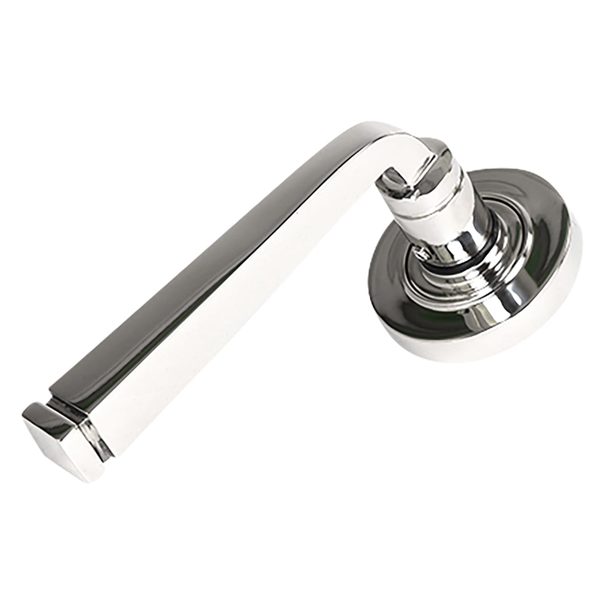 Polished Stainless Steel Door Handles on Round Rose - Avon Range - view 2
