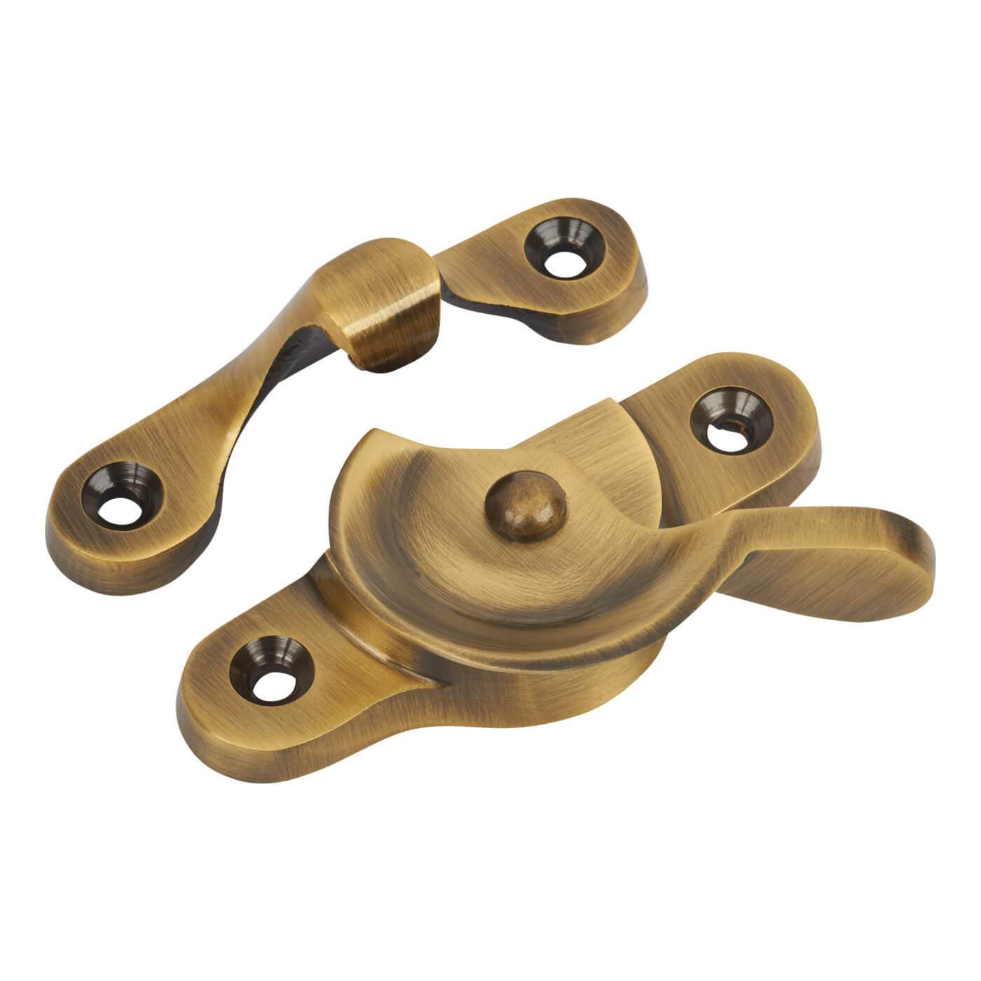 Heavy Duty Fitch Sash Window Fastener - 77.6 x 25mm - Antique Brass - view 3