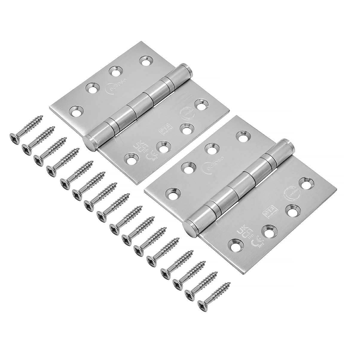 Ball Bearing Grade 13 Butt Fire Door Hinge - 102 x 102 x 3mm - Satin Stainless Steel - Pair - view 2