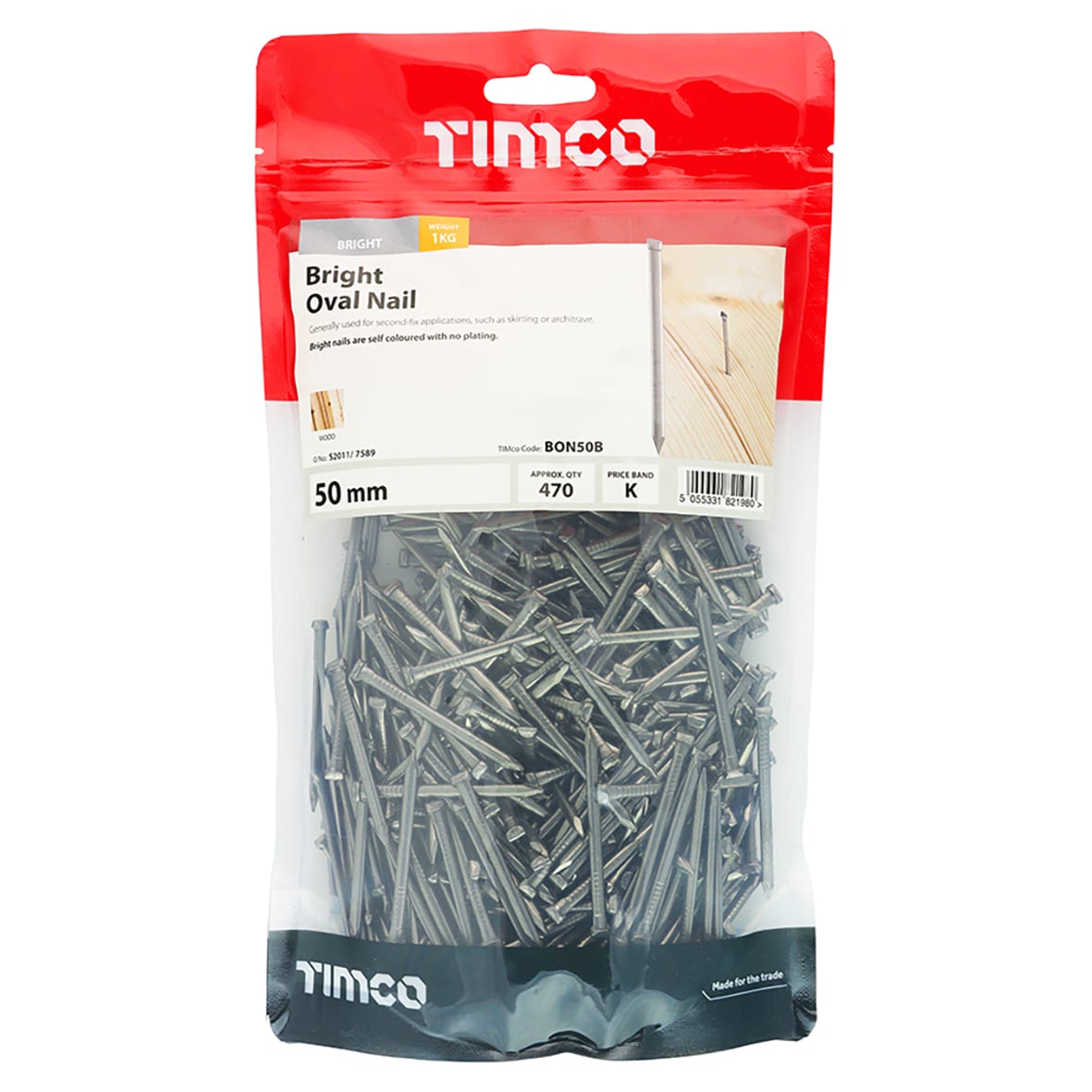 Bright Oval Nail - 50mm Length - 1kg Pack - view 2