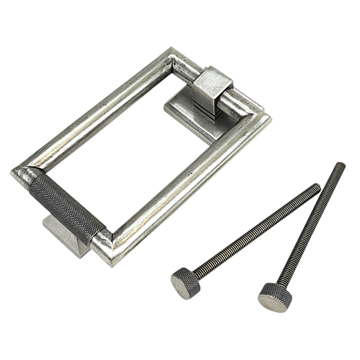 Brompton Rectangular Knurled Door Knocker - Pewter - 145 x 90mm - view 2