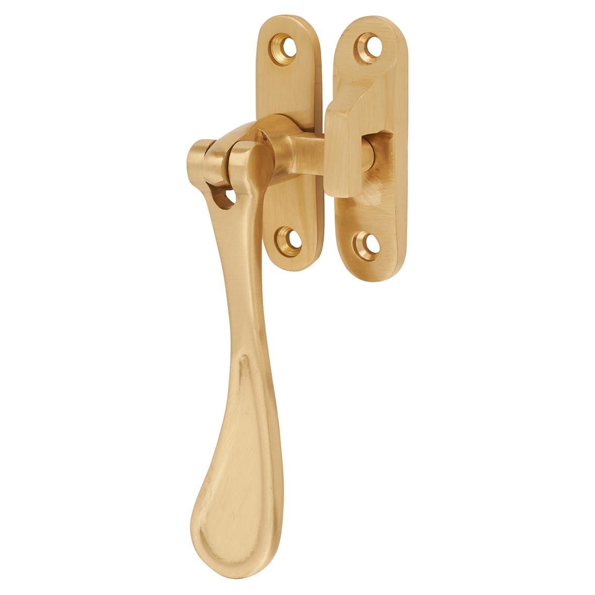 Victorian Mortice & Hook Plate Casement Window Fastener - Reversible - Satin Brass - view 2