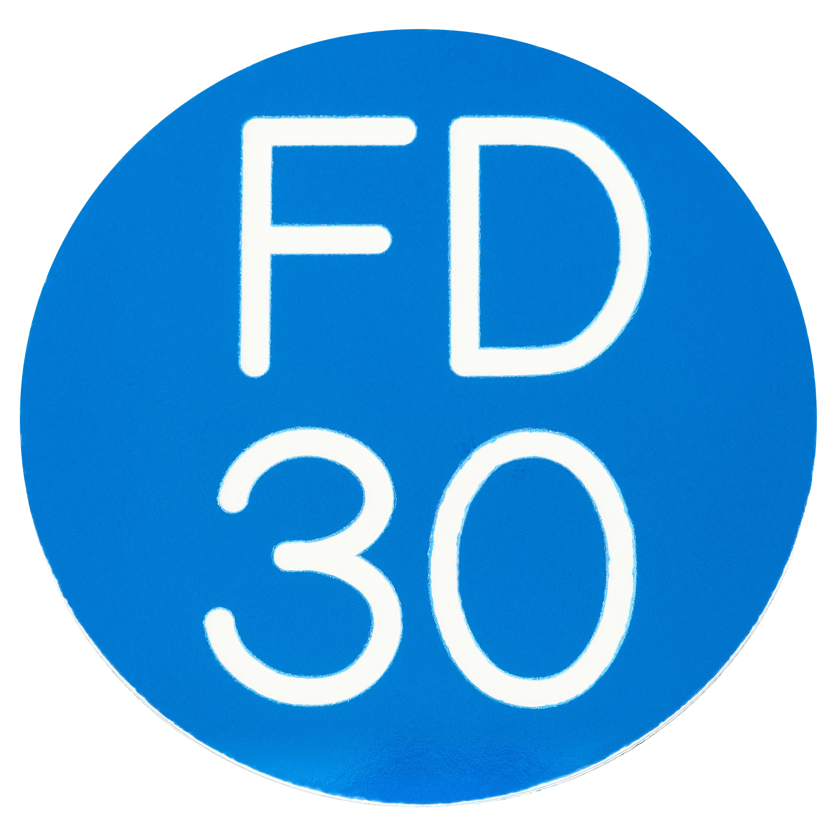 Fire Door Sign - Self Adhesive - 50mm Diameter - Rigid Plastic - Blue - view 2