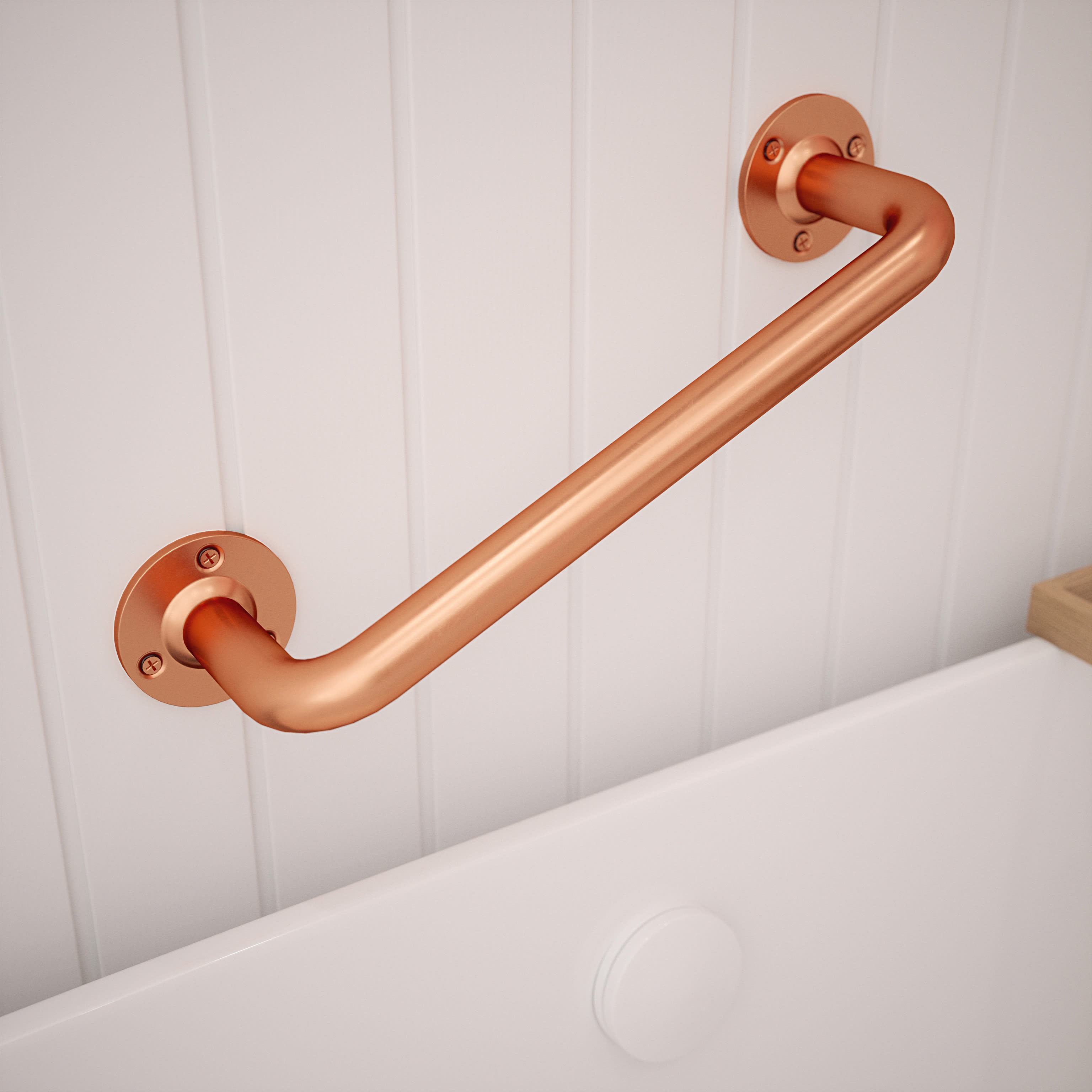 25mm Steel Grab Rail - 305mm Length - Polished Copper - view 2