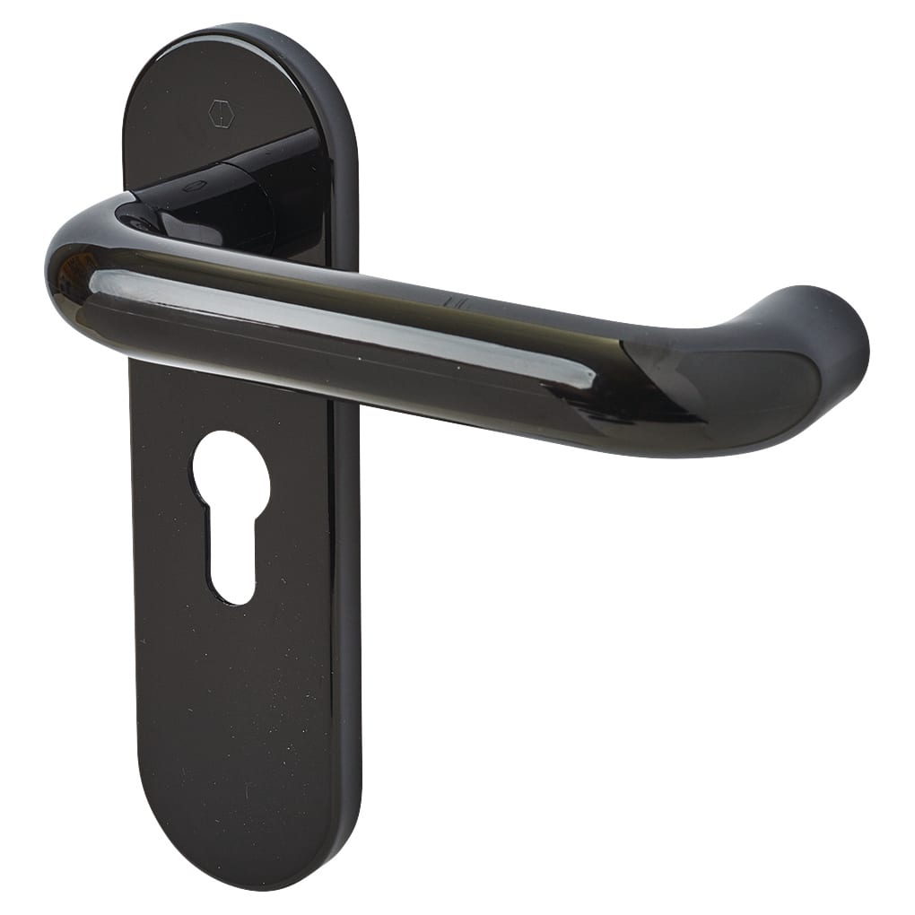 Ebony Black Nylon Steel Core Euro Lock Door Handles - 47.6mm c/c - Paris Range - view 2