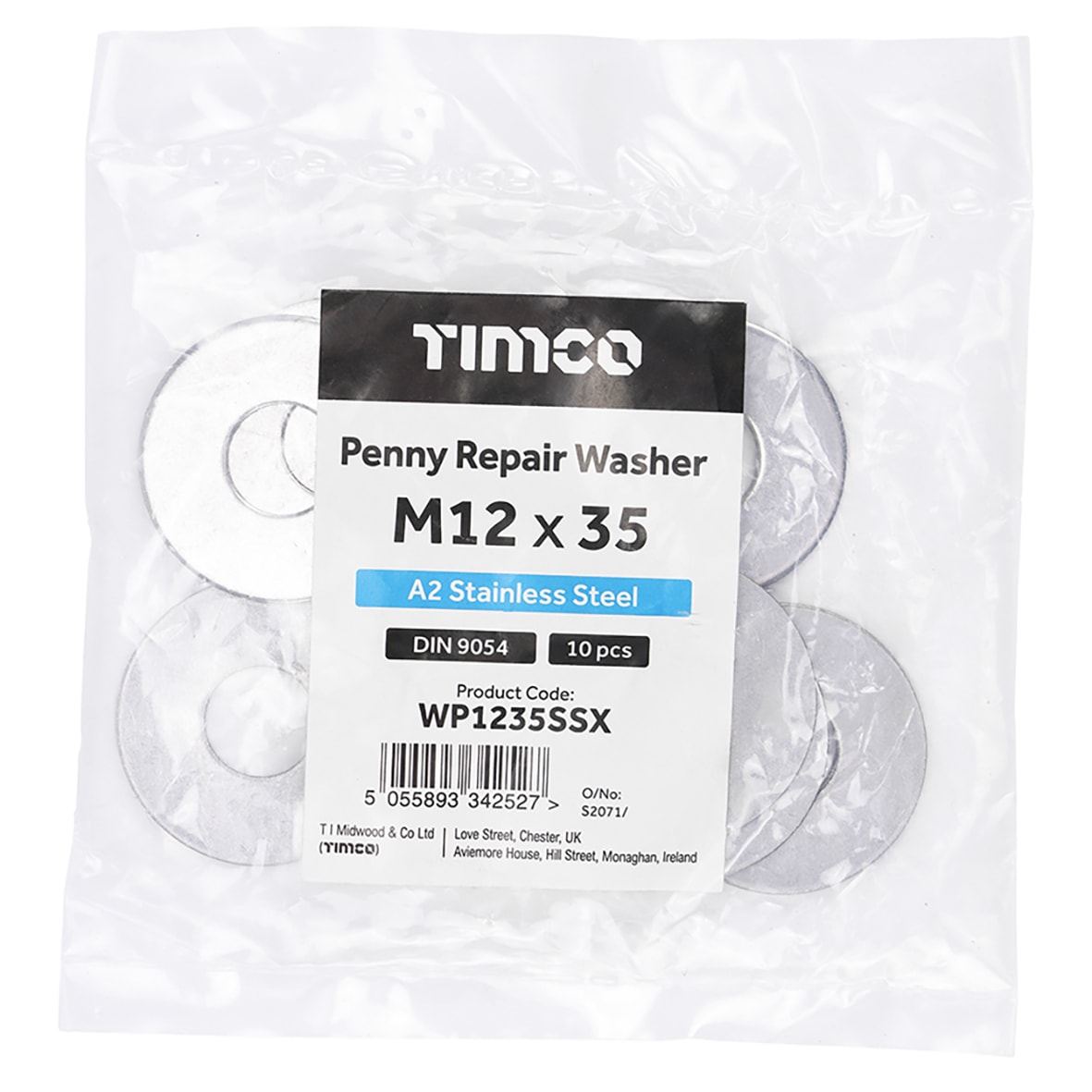 Penny/ Repair Washer - M12 x 35mm - A2 Stainless Steel - Pack of 10 - view 3