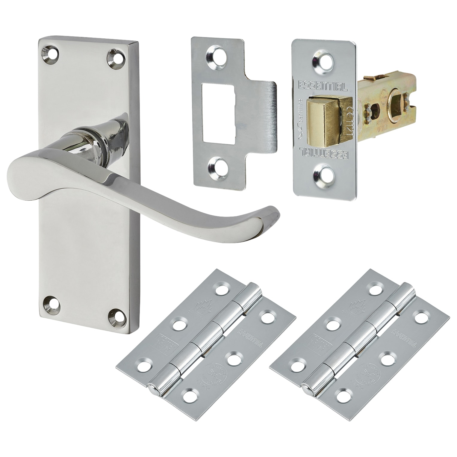 Polished Chrome Budget Scroll Latch Door Handles Pack - view 2