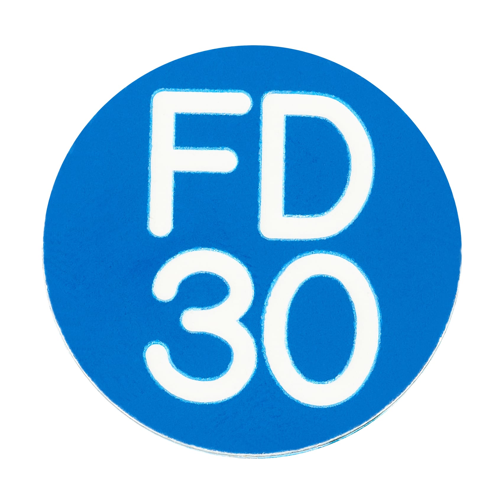 Fire Door Sign - Self Adhesive - 25mm Diameter - Rigid Plastic - Blue - view 2