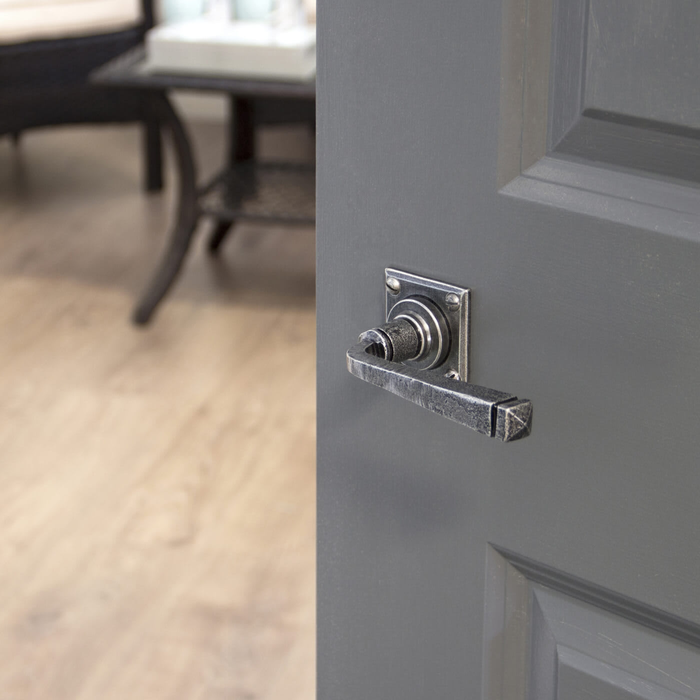 Pewter Door Handles on Square Rose - Avon Range - view 4