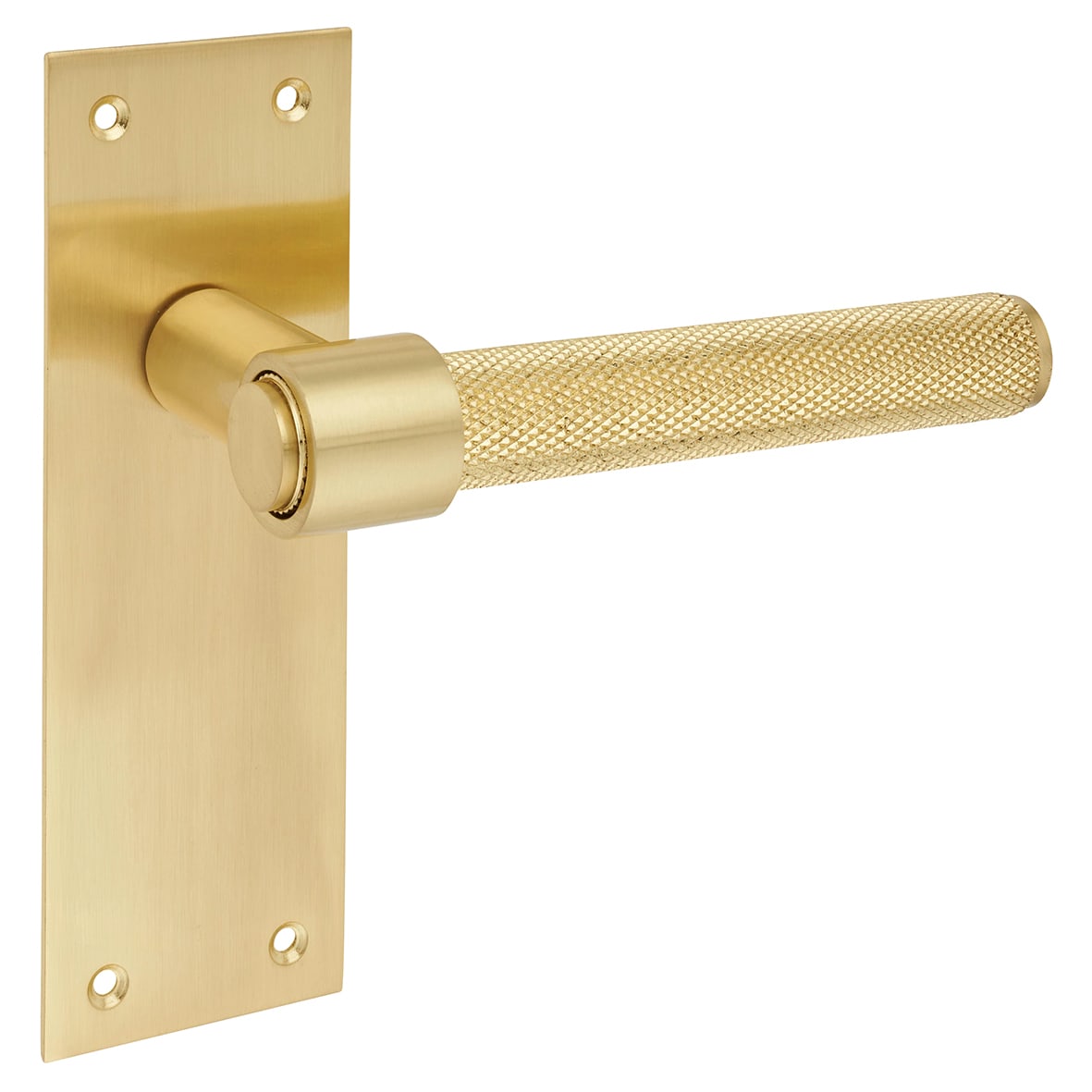 Satin Brass Knurled Latch Door Handles Pack - Loxley Range - view 3