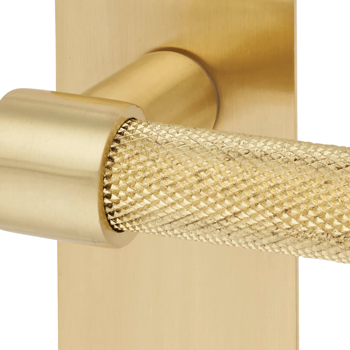 Satin Brass Knurled Latch Door Handles Pack - Loxley Range - view 6