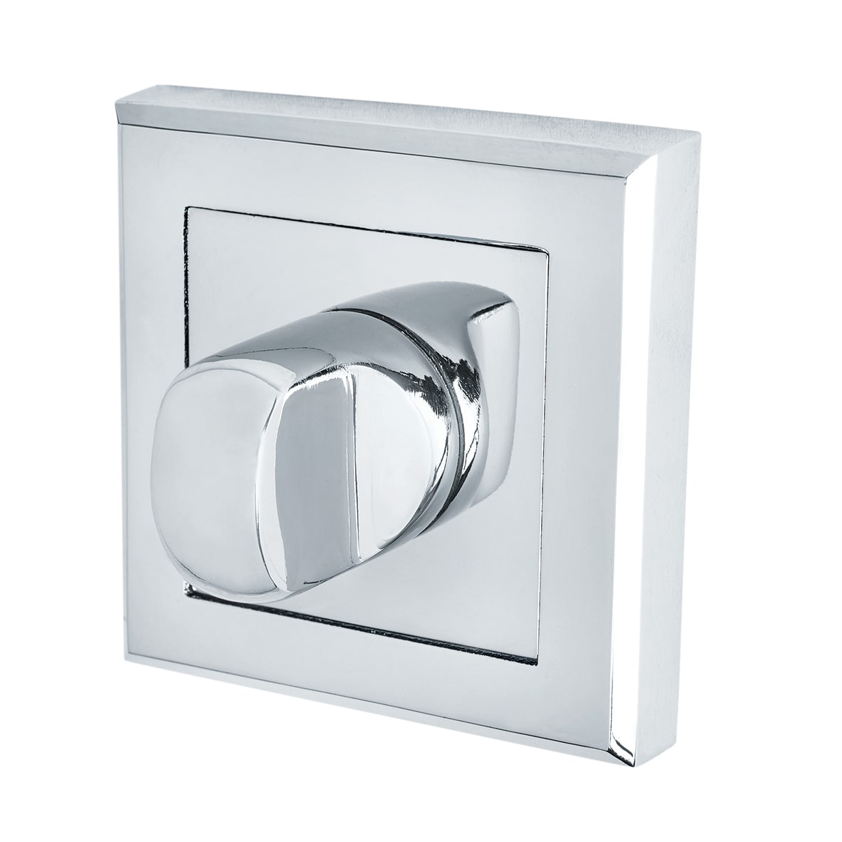 Polished Chrome Bathroom Lock Door Handles on Square Rose Pack - Spirit Range - view 5