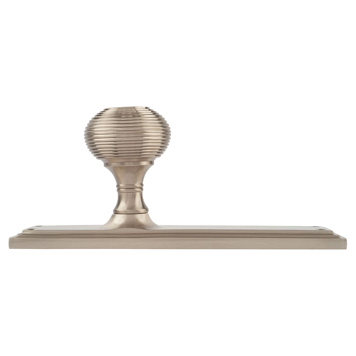 Satin Nickel Reeded Latch Mortice Door Knob on Backplate - 205 x 52mm - Miller Range - view 2