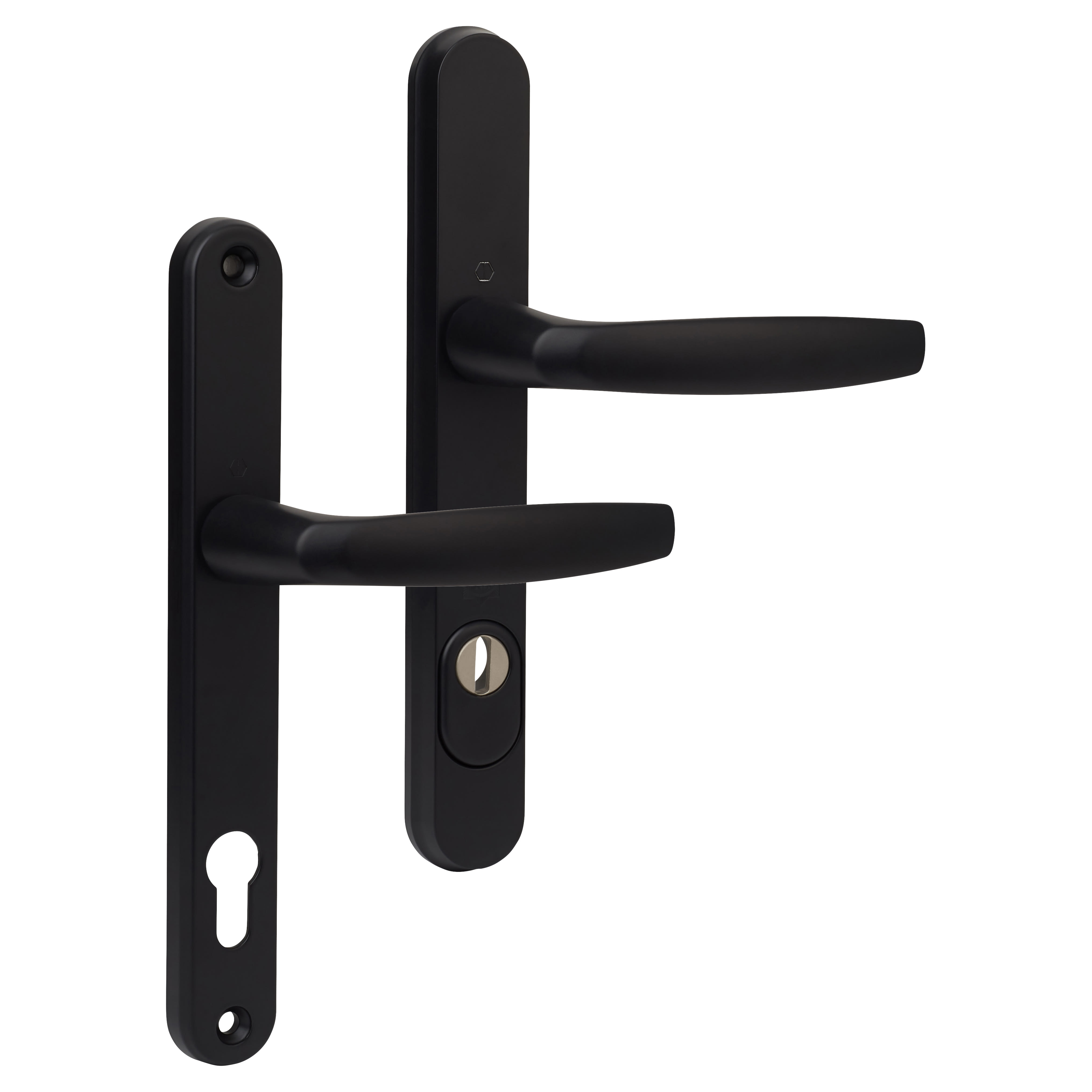 1530/3259N Black uPVC Multipoint Door Handles - Long Plate - 92mm c/c - 60mm door - view 3