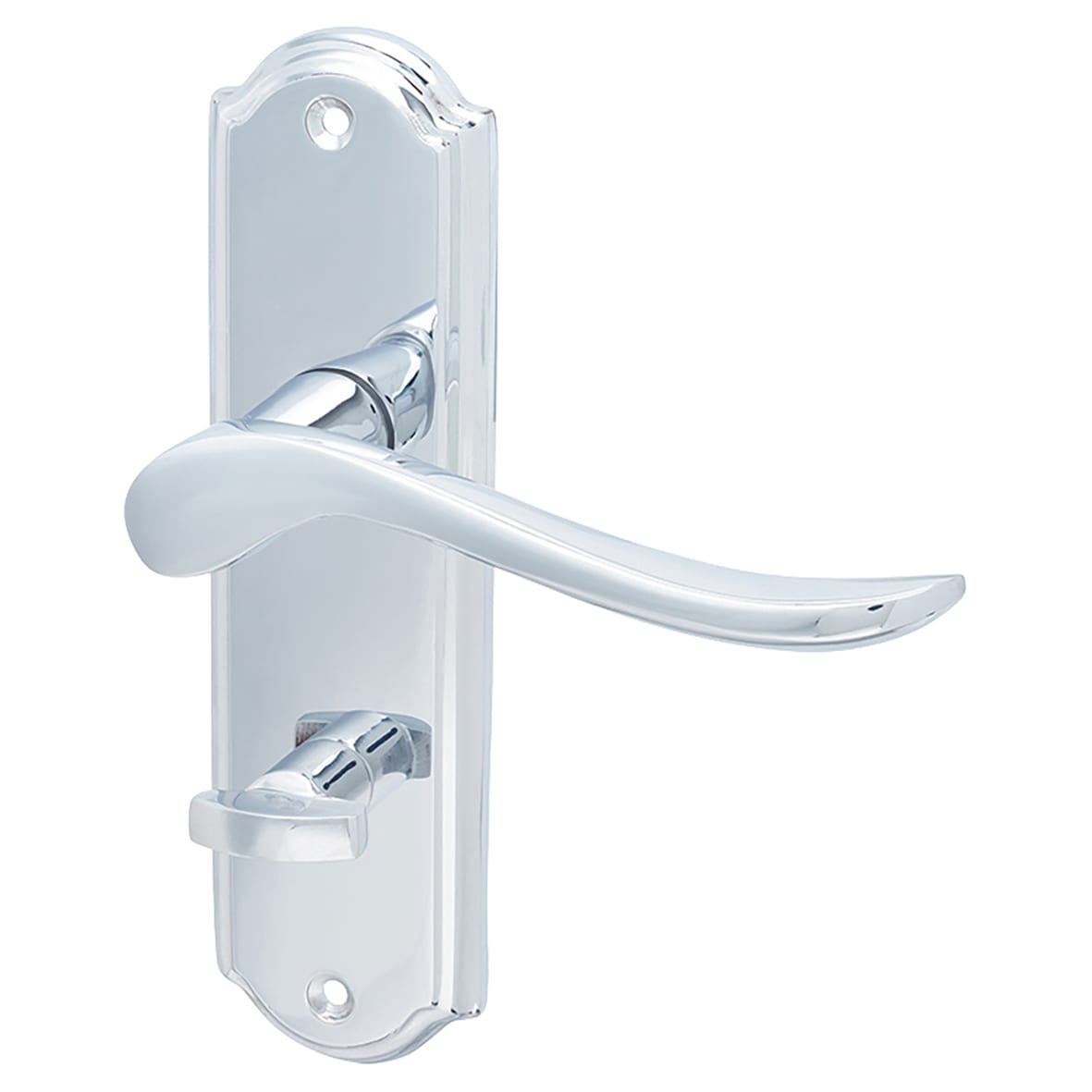 Polished Chrome Scroll Bathroom Lock Door Handles Pack - Turin Range - view 2