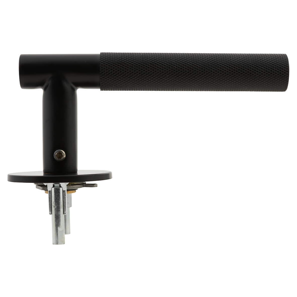 Matt Black Knurled Door Handles on Round Slim Rose - Schema Teckna Range - view 5