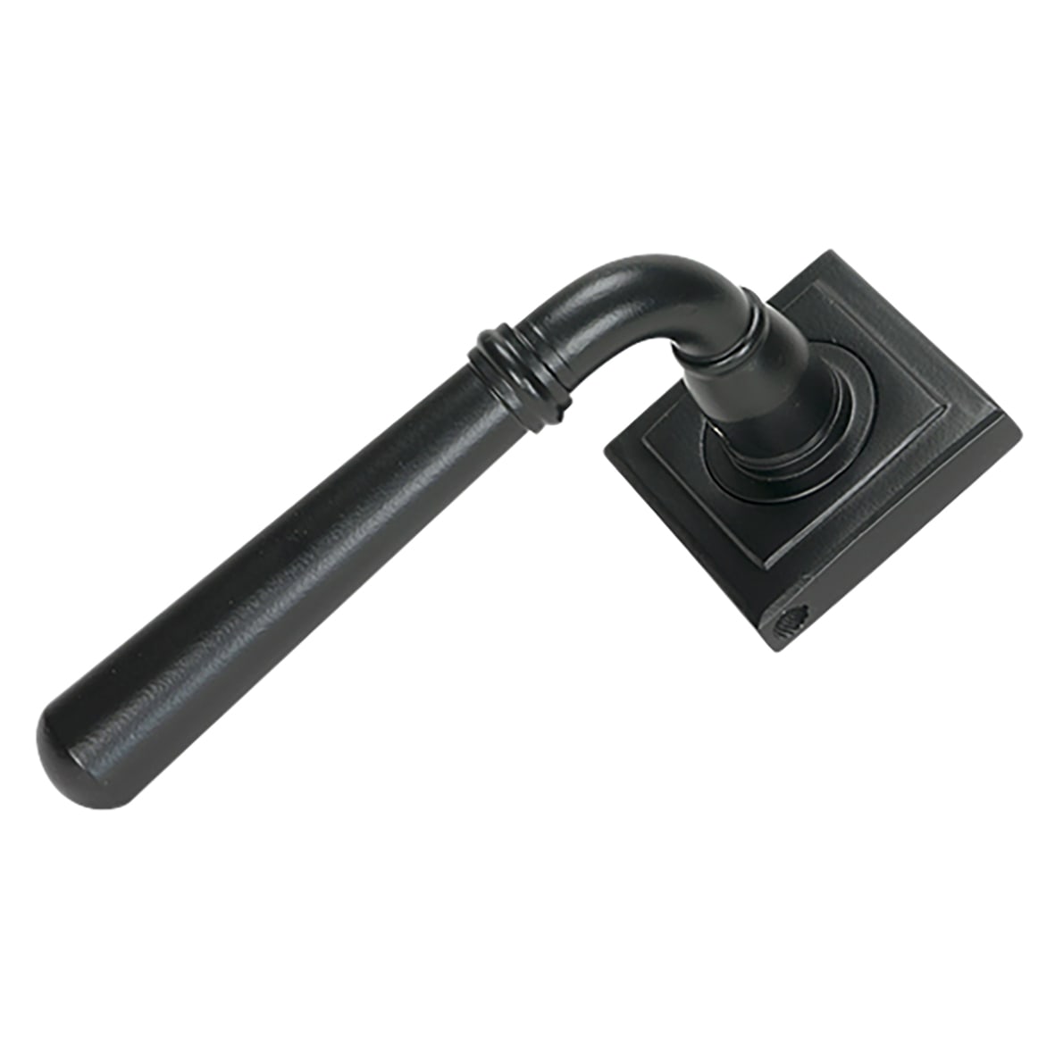 Matt Black Door Handles on Square Rose - Newbury Range - view 2