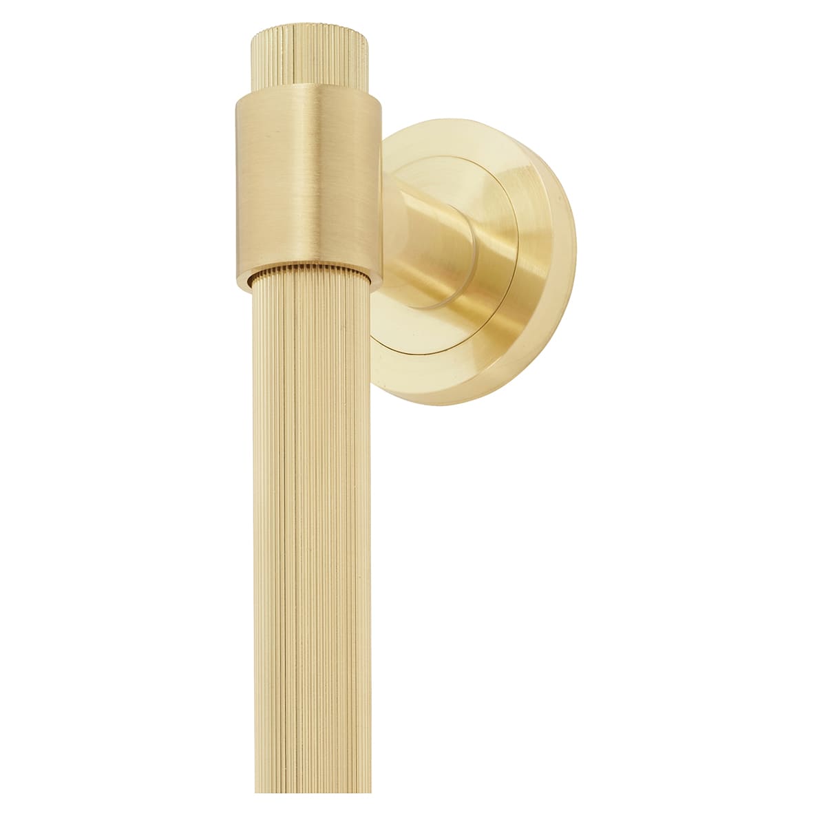 Satin Brass 52mm Lines T-Bar Door Pull Handle on Rose - Screw Fix - 300mm Centres - view 2