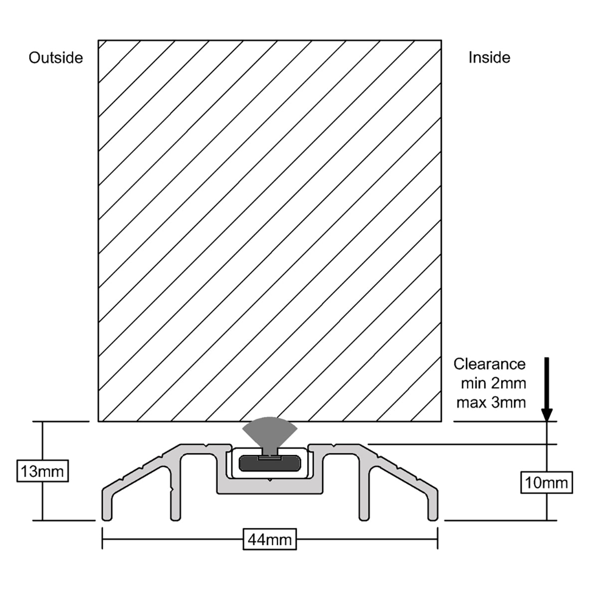 Fire and Smoke Threshold - 914mm Length - Inward/Outward Opening Doors - Aluminium - view 2