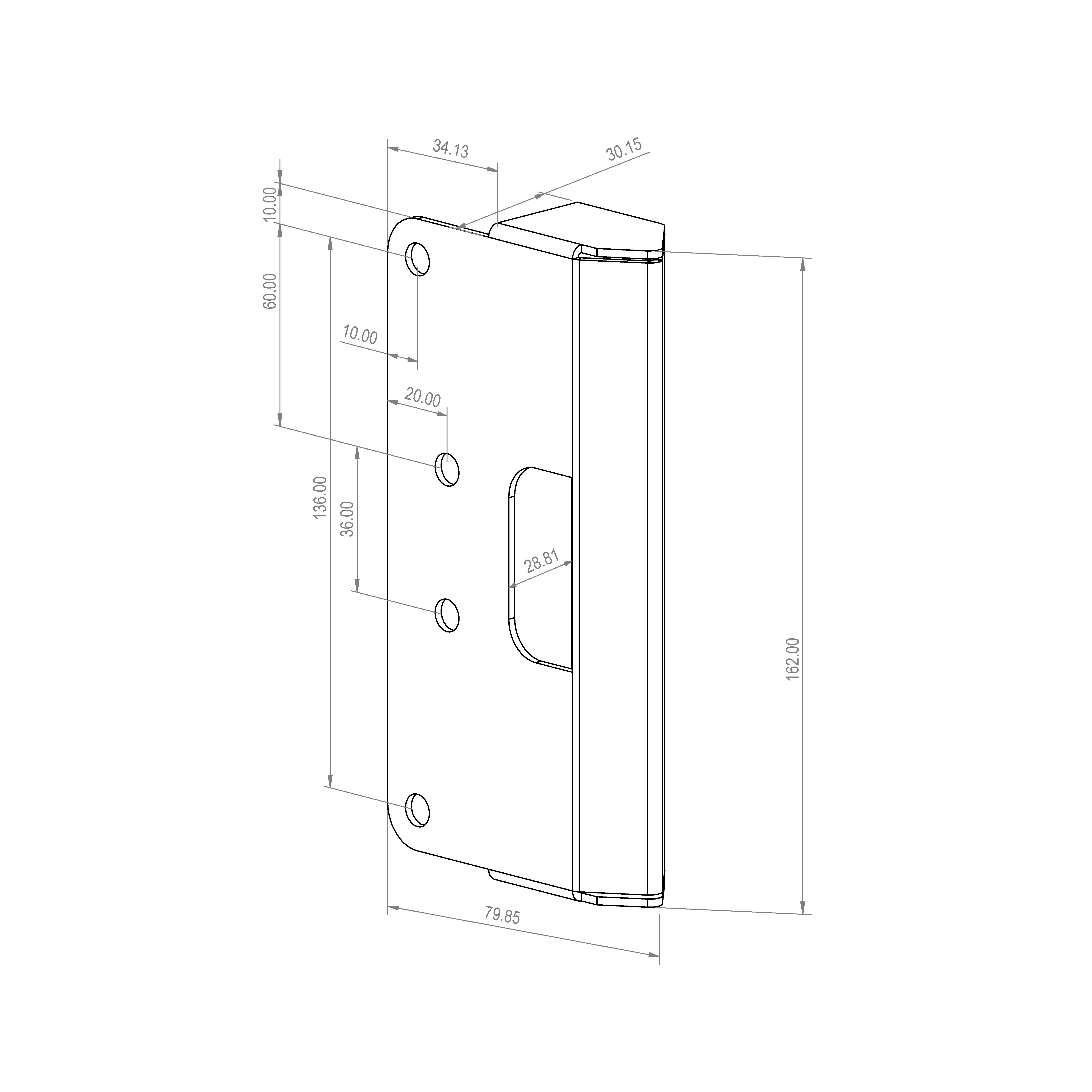 Surface Fixed Marine Grade One Side Push Button Gate Code Lock - Holdback - Reversible - Black - view 4
