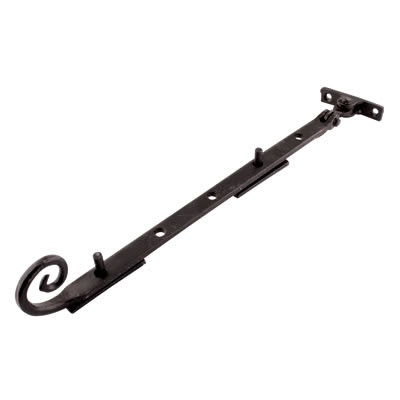 Blacksmith Pig Tail Casement Window Stay - 12"/300mm Length - Smooth Black - view 2