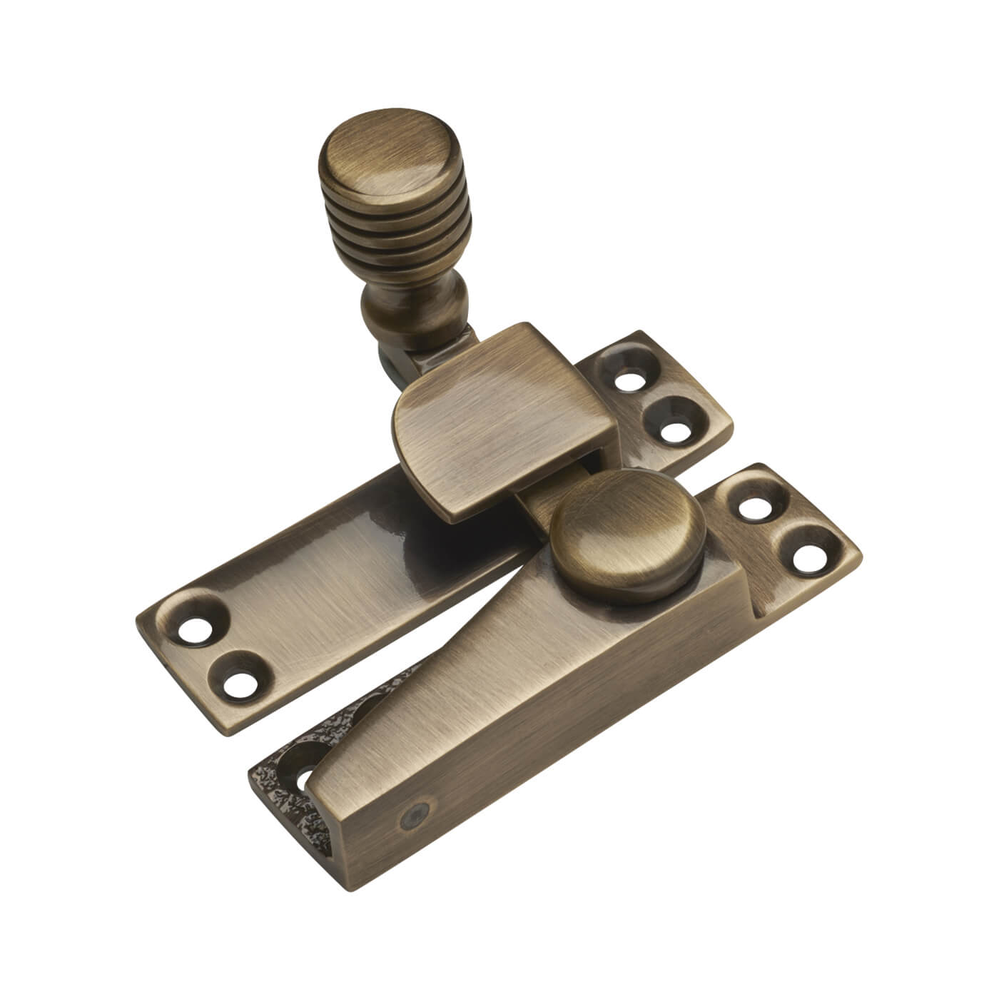 Heavy Duty Straight Quadrant Arm Sash Window Fastener - 70 x 19mm - Antique Brass - view 2