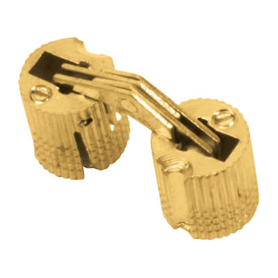 Concealed Rounded Cabinet Hinge - 25 x 11 x 10mm - Polished Brass - Pair - view 2