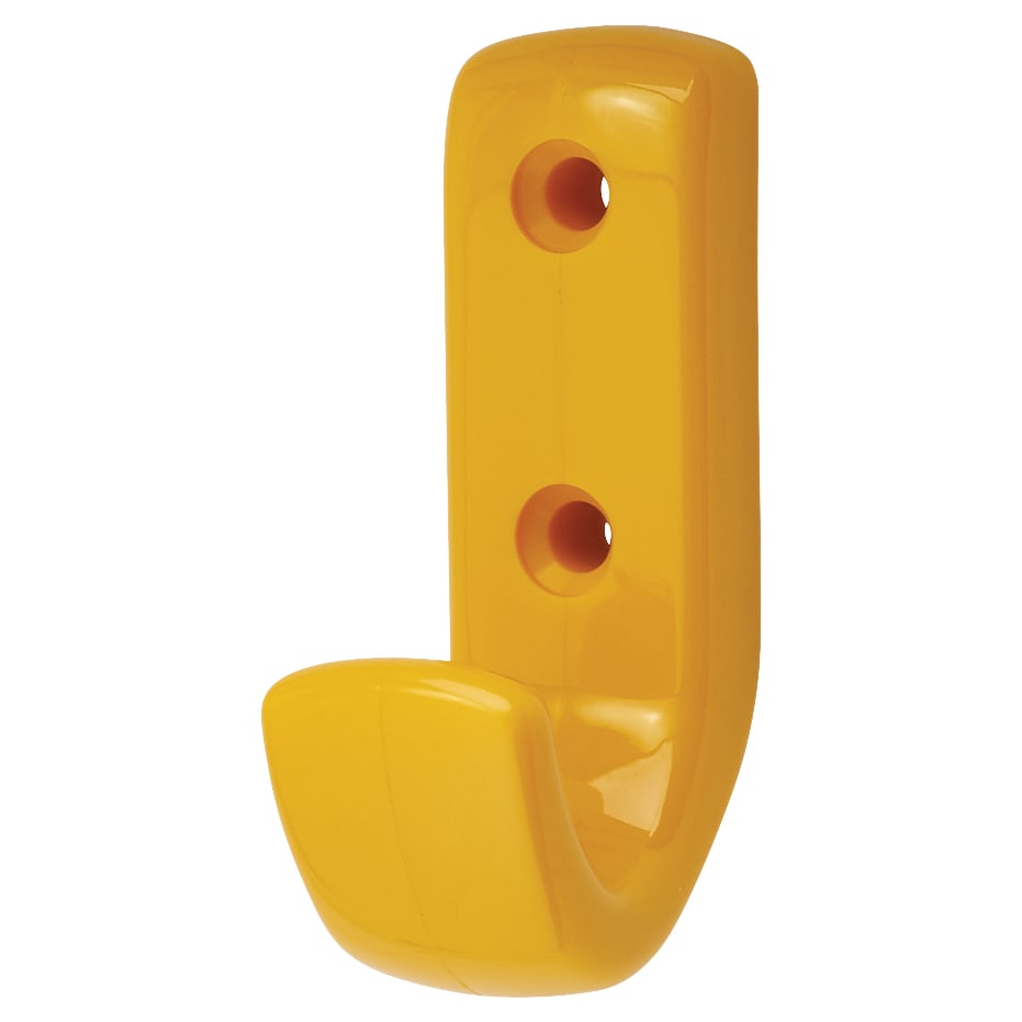 Nylon Single Coat Hook Face Fix - 62 x 20 x 35mm - Golden Yellow - view 2