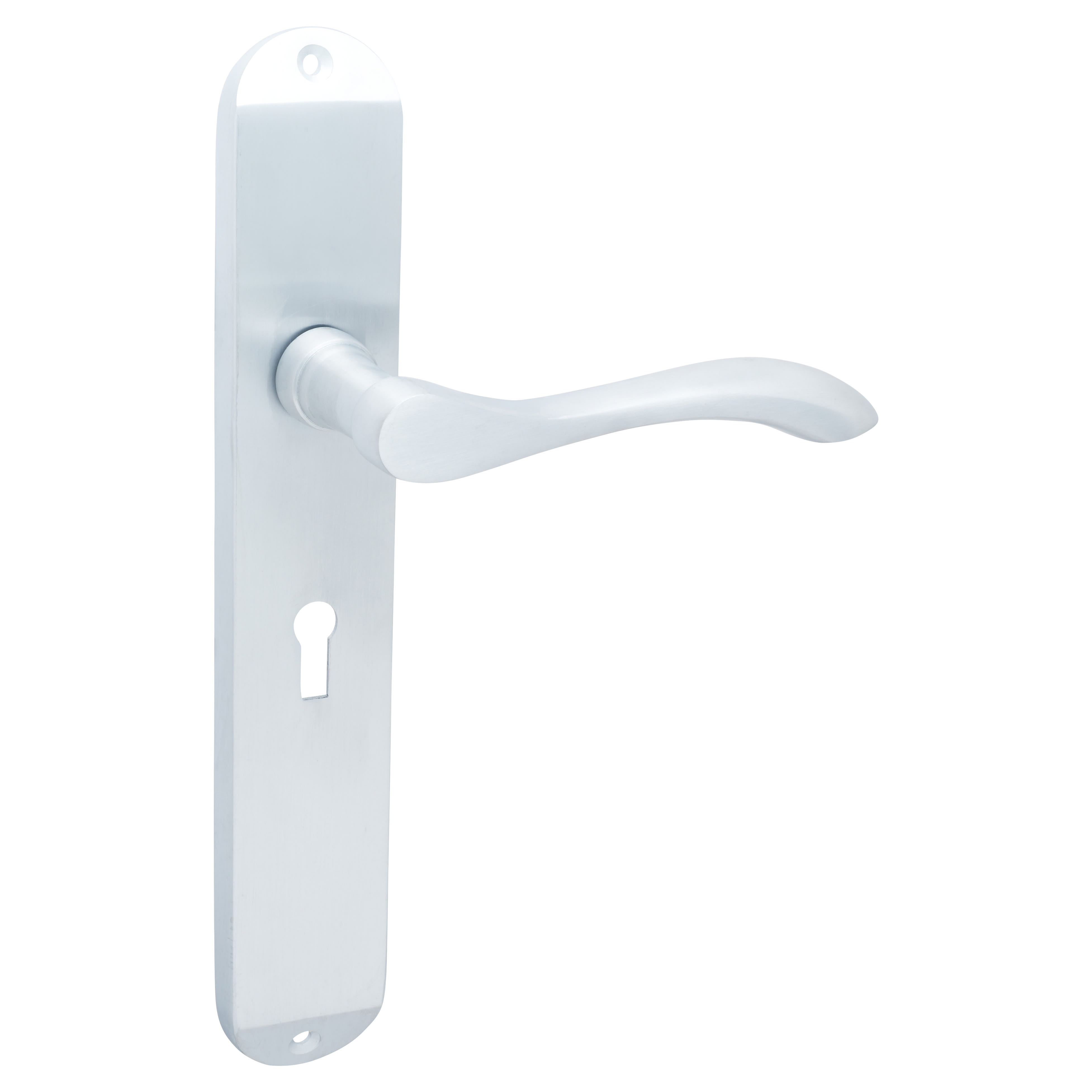 Satin Chrome Keyhole Lock Door Handles - Long Plate - Altea Range - 240 x 41mm - view 4