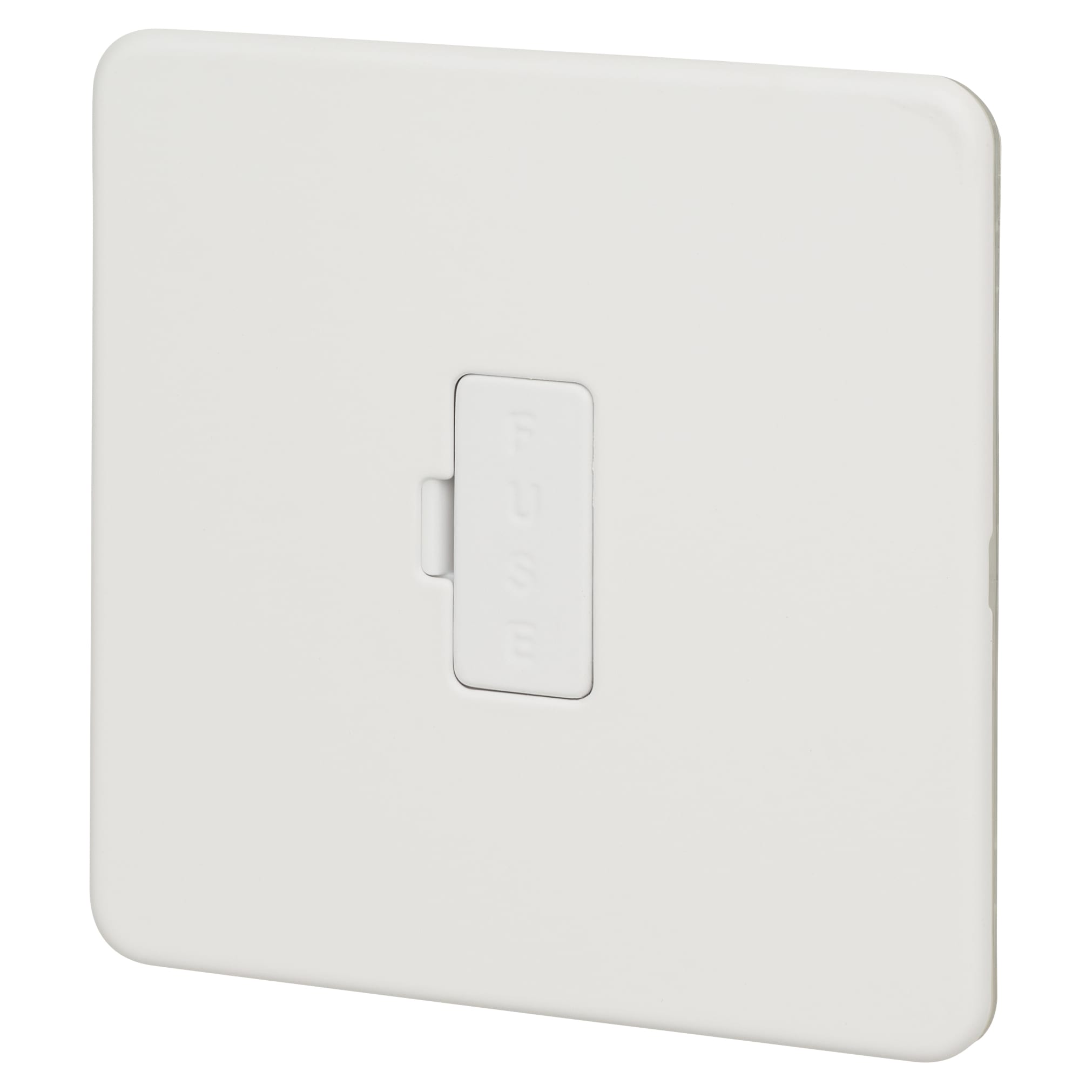 13A 1 Gang Screwless Flat Plate Unswitched Fused Spur - Matt White - view 2