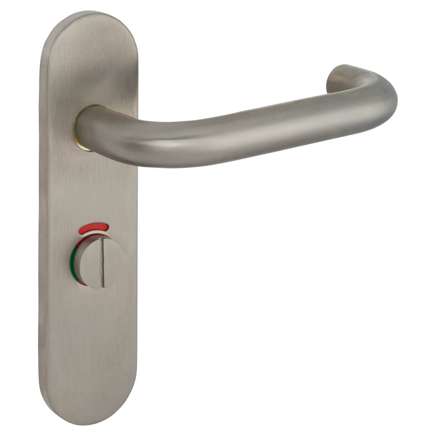Satin Stainless Steel 19mm Return to Door Bathroom Door Handles - Radius - 57mm c/c - RH - view 3