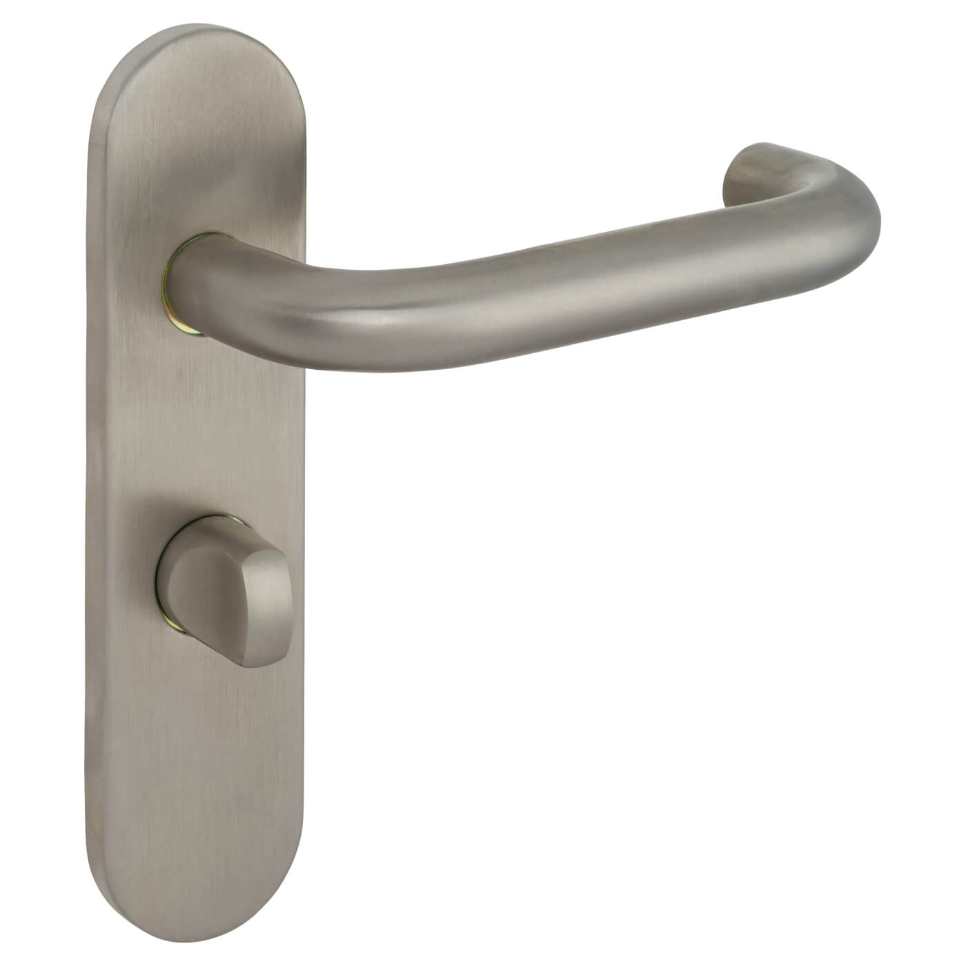 Satin Stainless Steel 19mm Return to Door Bathroom Door Handles - Radius - 57mm c/c - RH - view 4